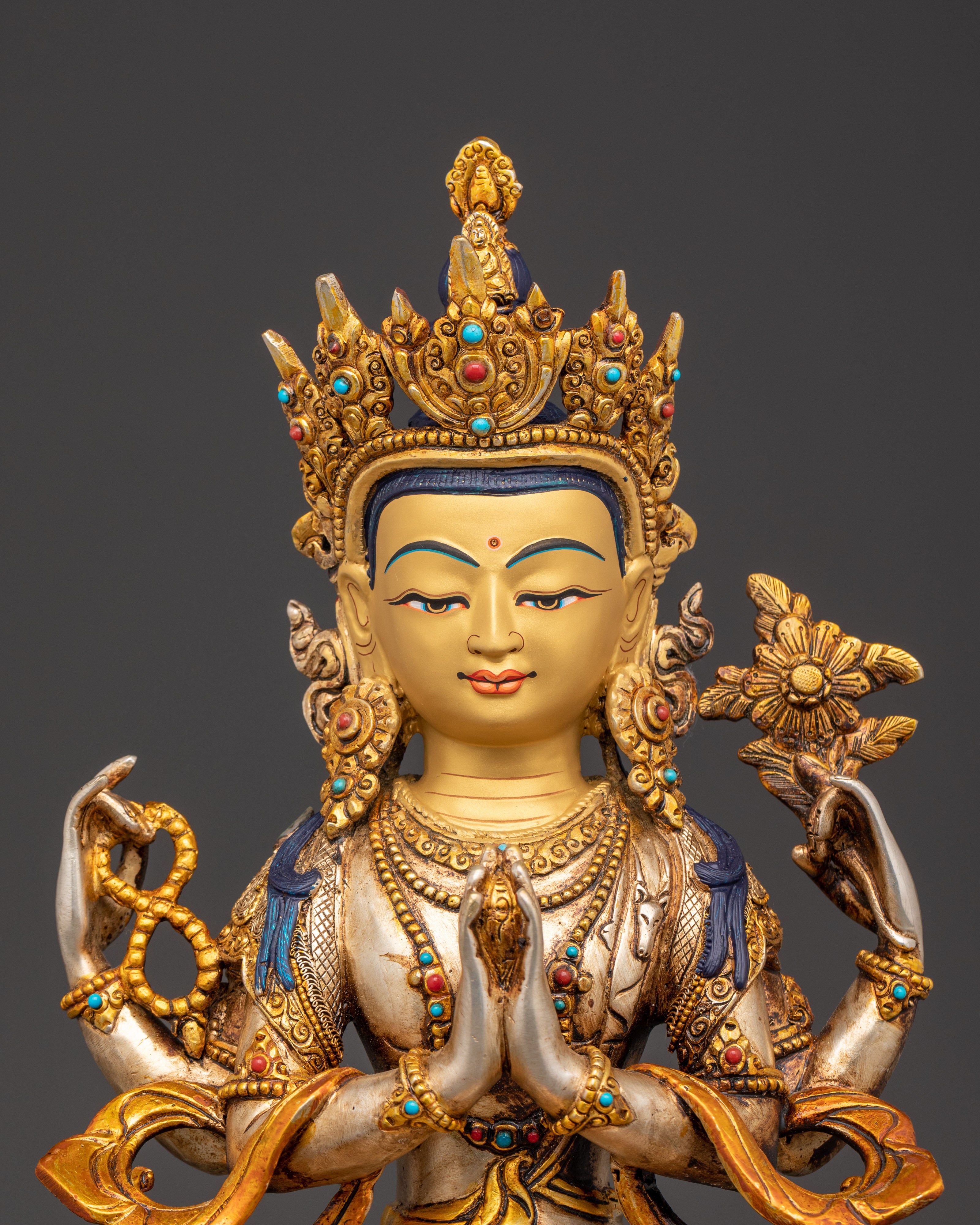 Handcrafted Chenrezig Statue | Tibetan Avalokiteshvara Bodhisattva of Compassion