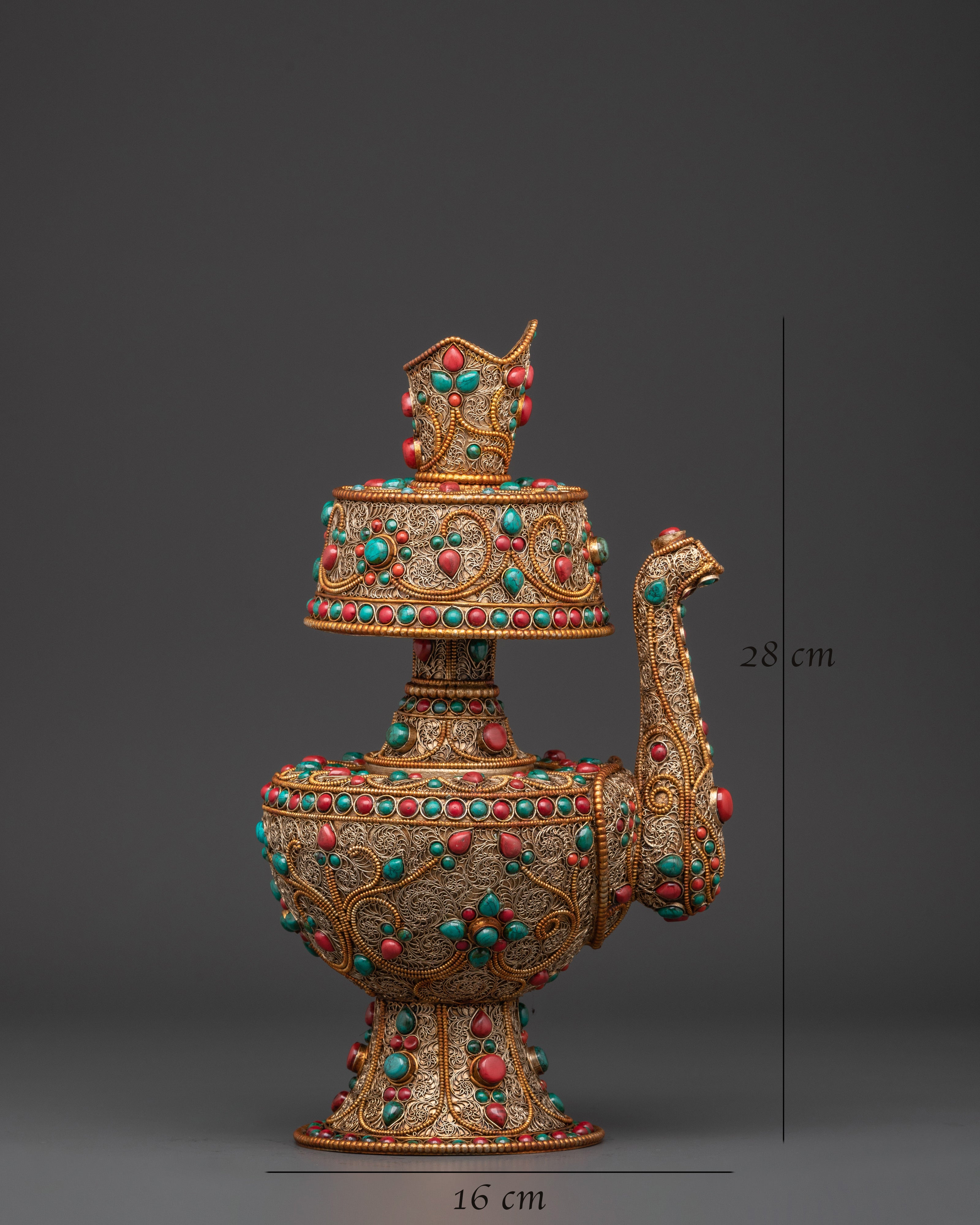 Handcrafted Tibetan Bhumba | Copper Body with Gold-Plated Filigree