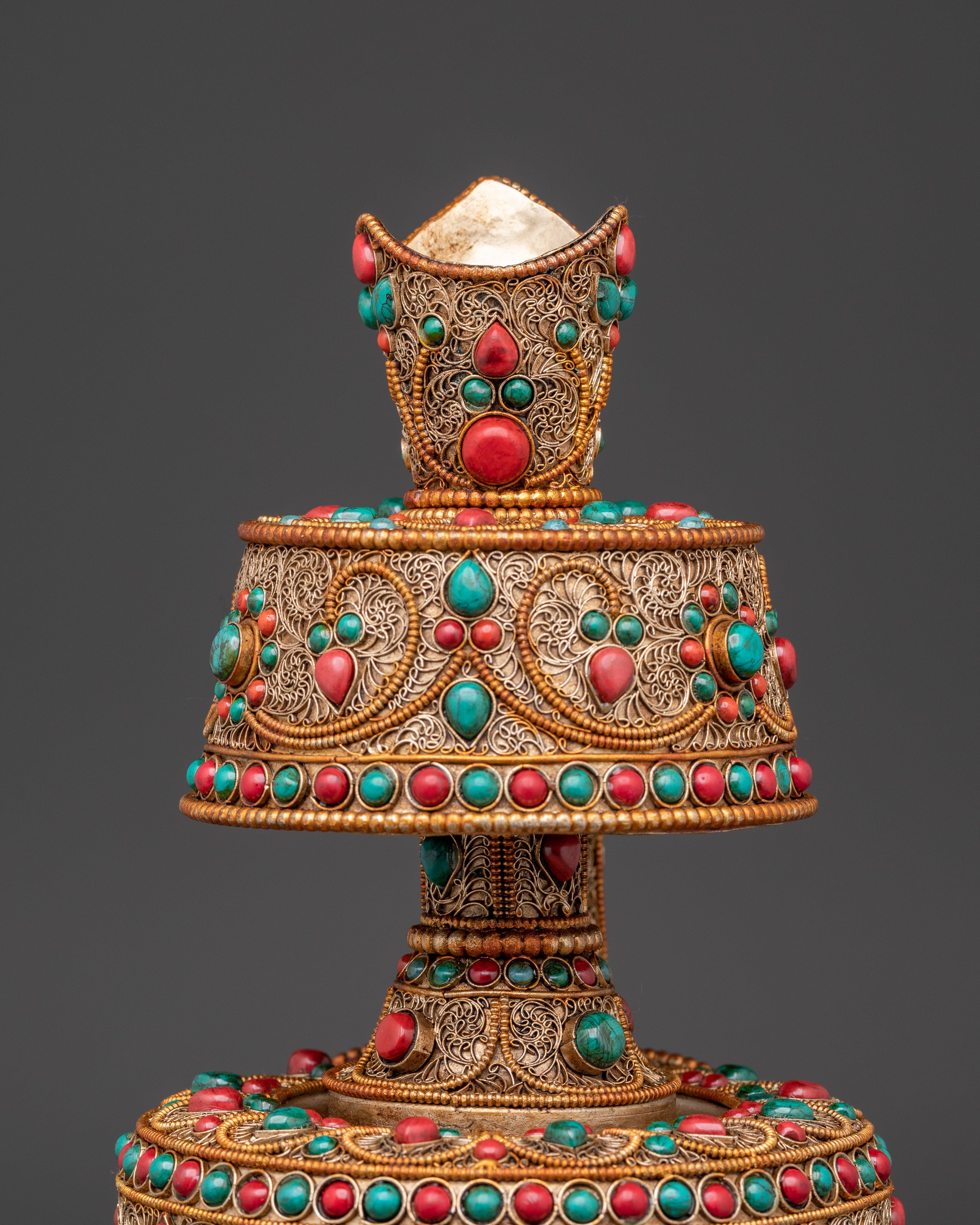 Handcrafted Tibetan Bhumba | Copper Body with Gold-Plated Filigree