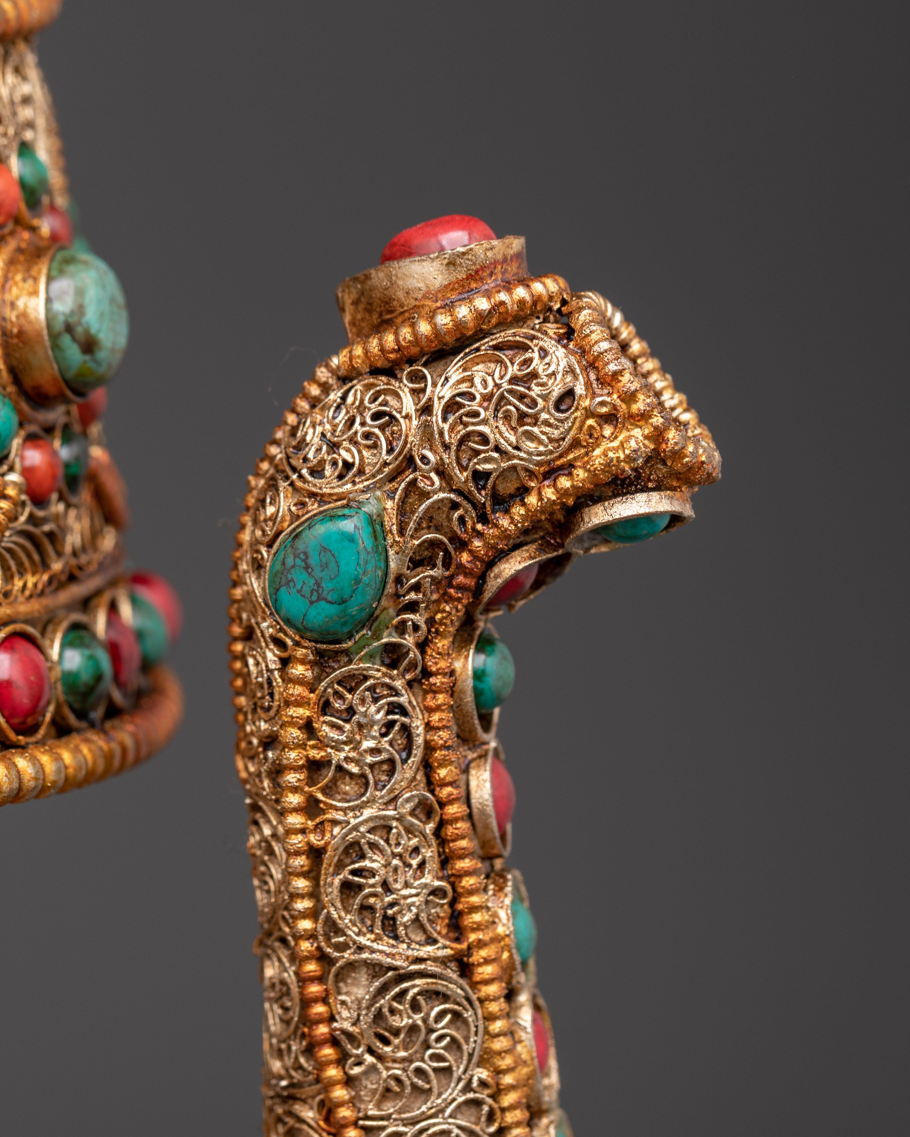 Handcrafted Tibetan Bhumba | Copper Body with Gold-Plated Filigree