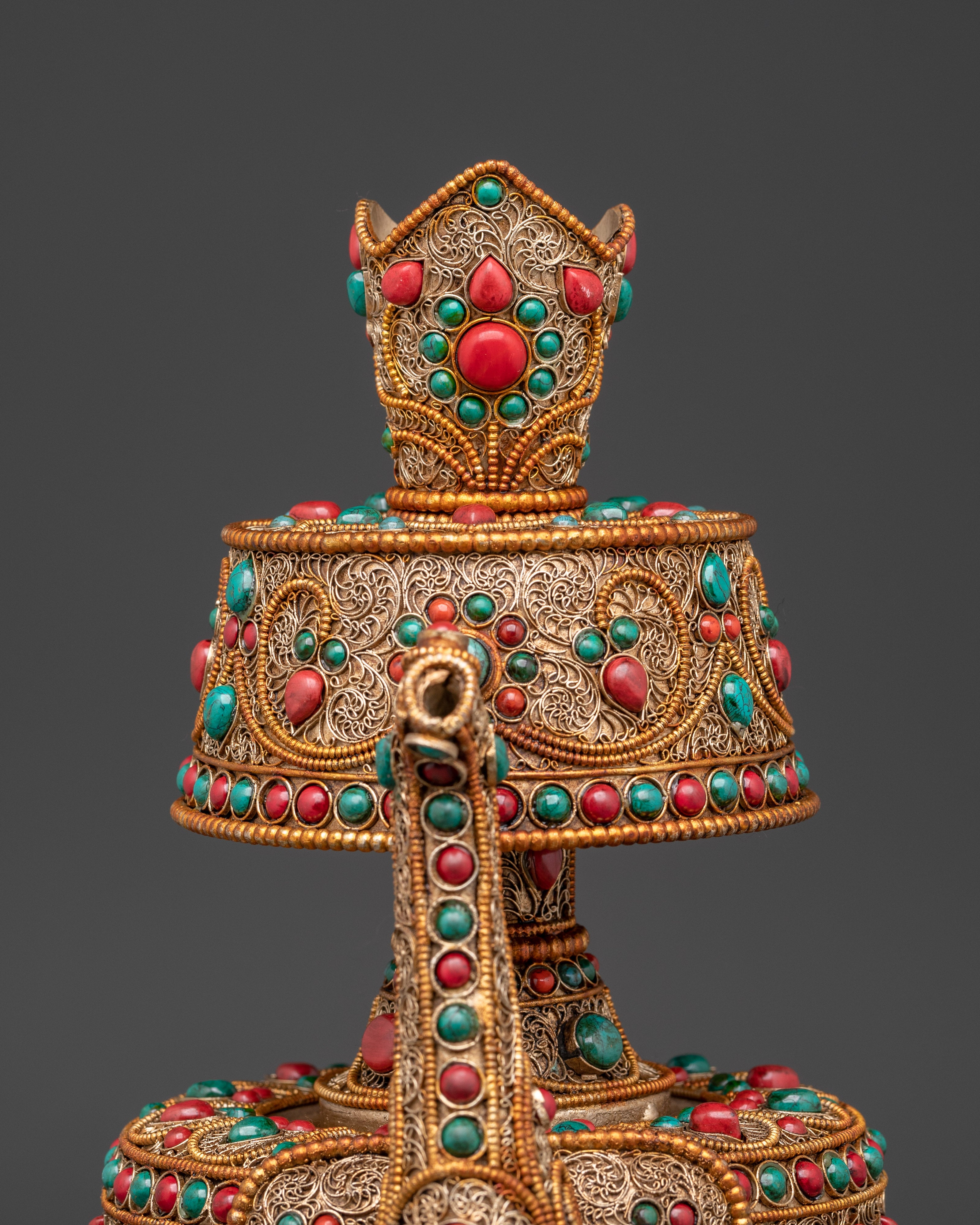 Handcrafted Tibetan Bhumba | Copper Body with Gold-Plated Filigree