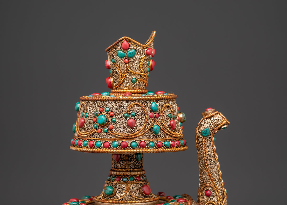 Handcrafted Tibetan Bhumba | Copper Body with Gold-Plated Filigree