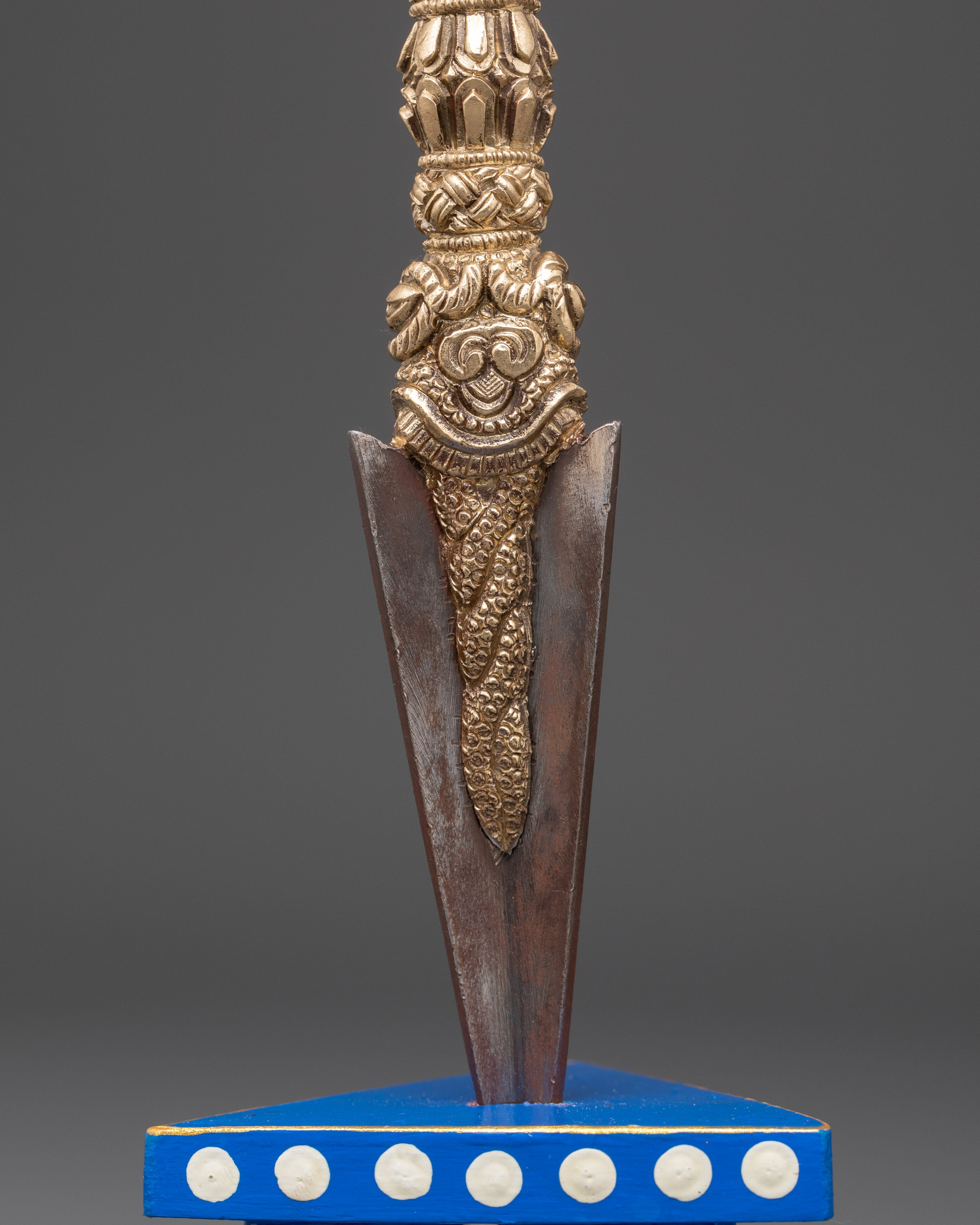 Handmade Tibetan Phurba | Painted Wood Base Buddhist Ritual Dagger