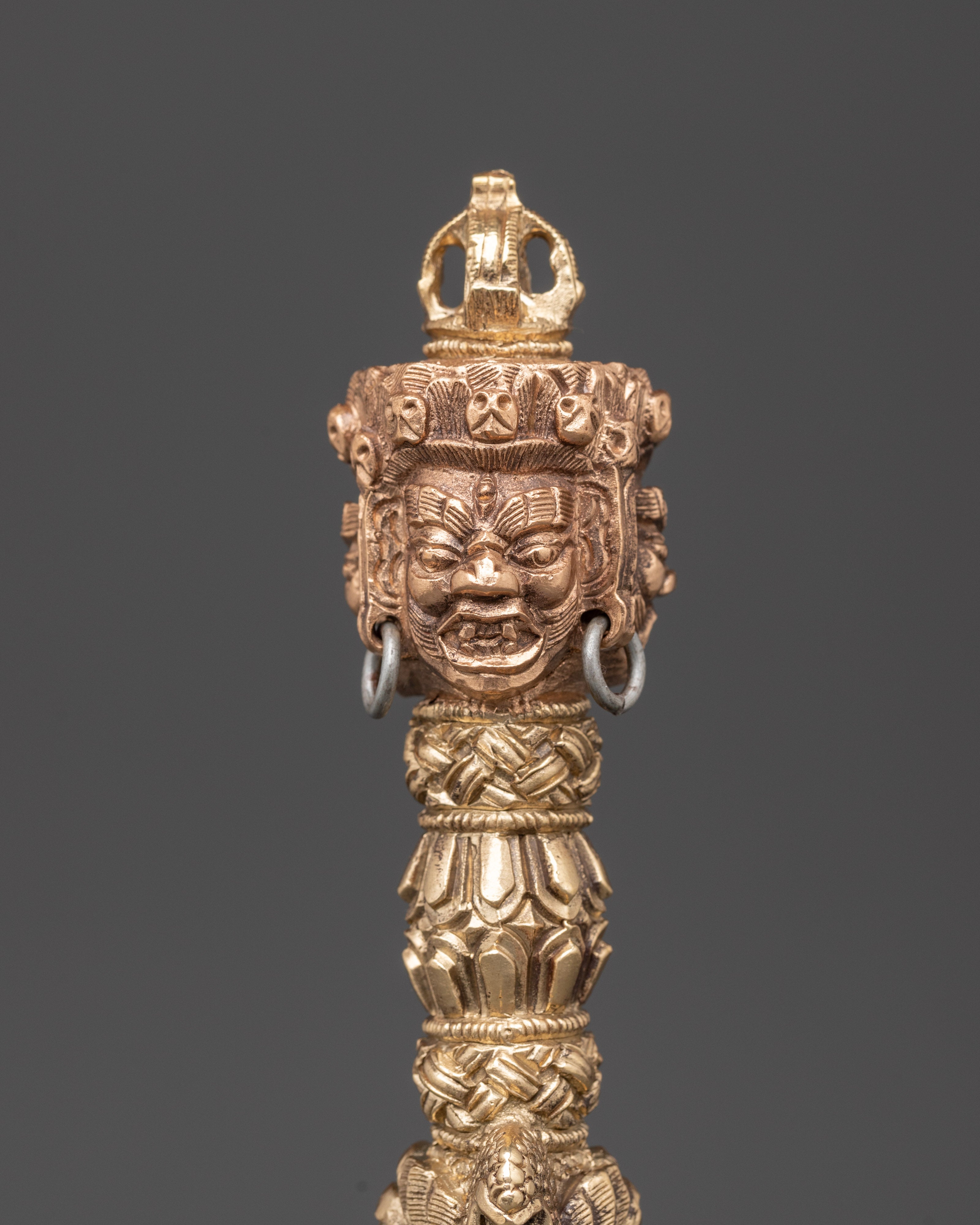 Handmade Tibetan Phurba | Painted Wood Base Buddhist Ritual Dagger