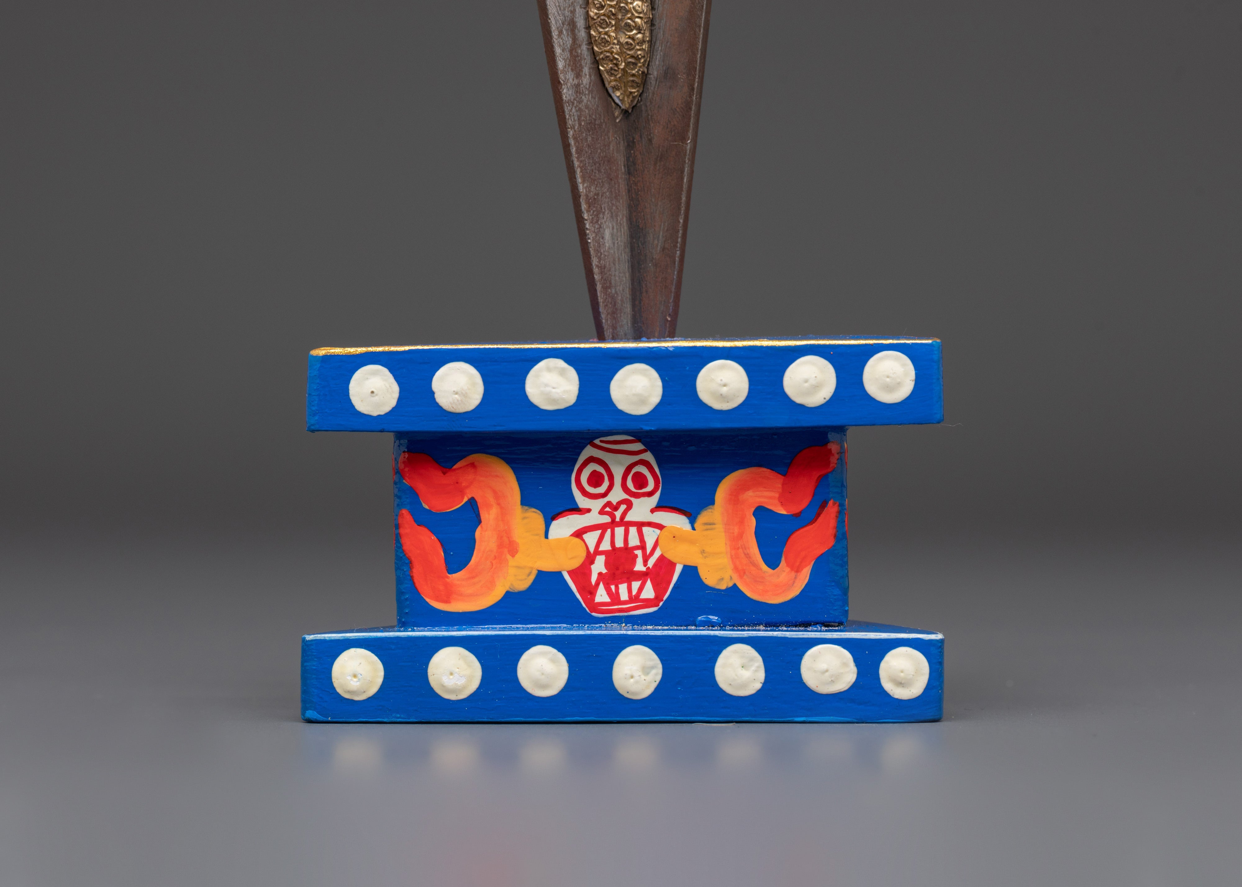 Handmade Tibetan Phurba | Painted Wood Base Buddhist Ritual Dagger
