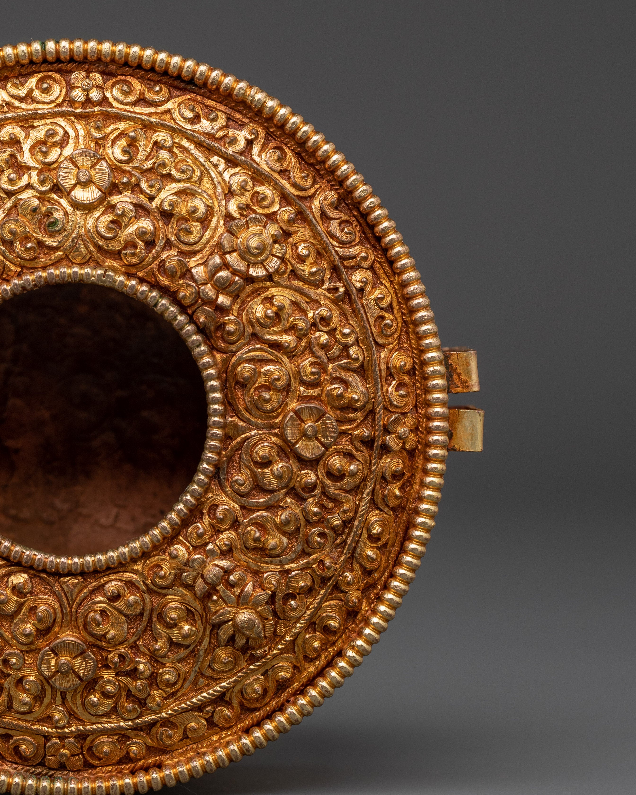 Tibetan Spiritual Artifact Box | Handcrafted Copper & Gold Plated Ghau Box