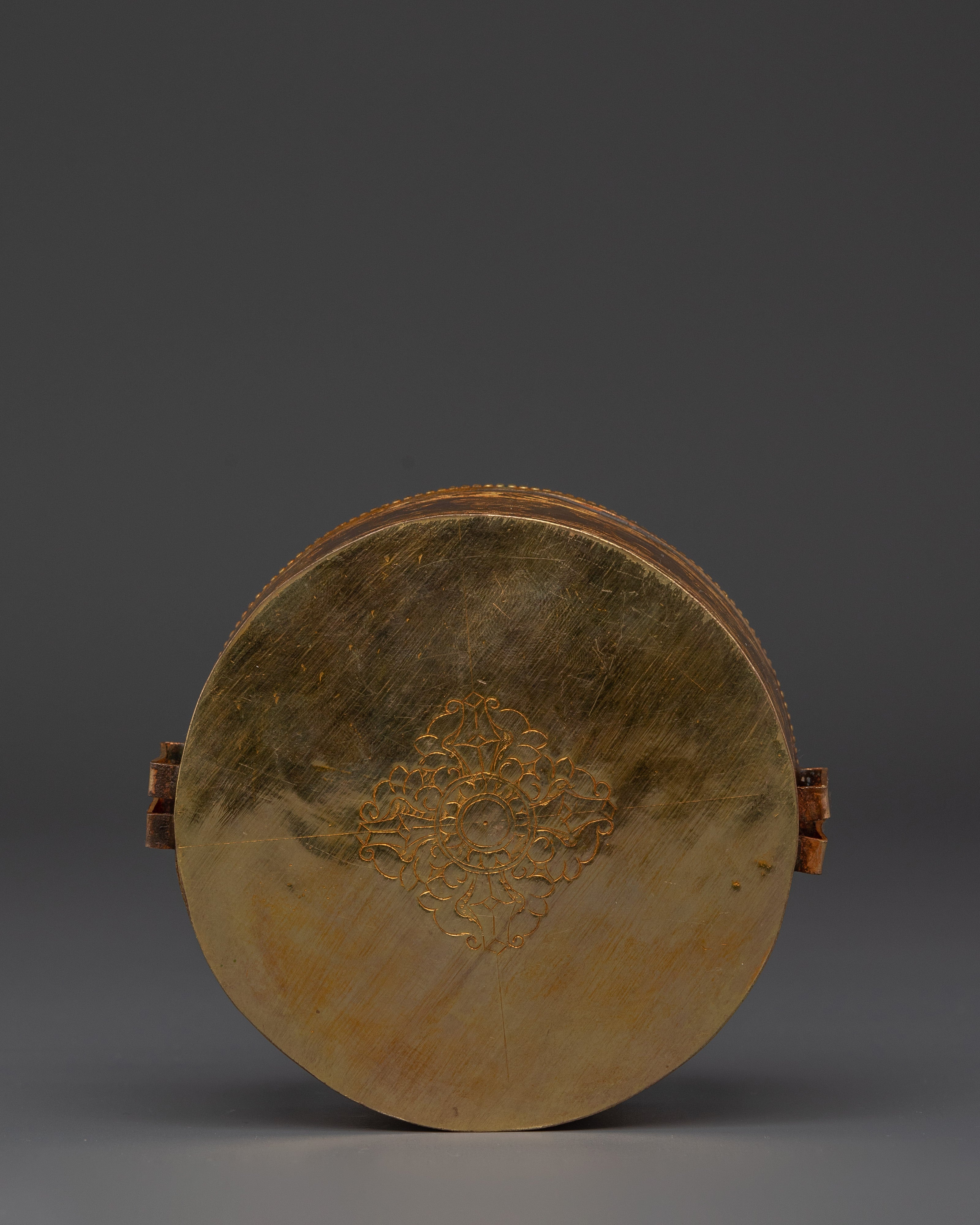 Tibetan Spiritual Artifact Box | Handcrafted Copper & Gold Plated Ghau Box