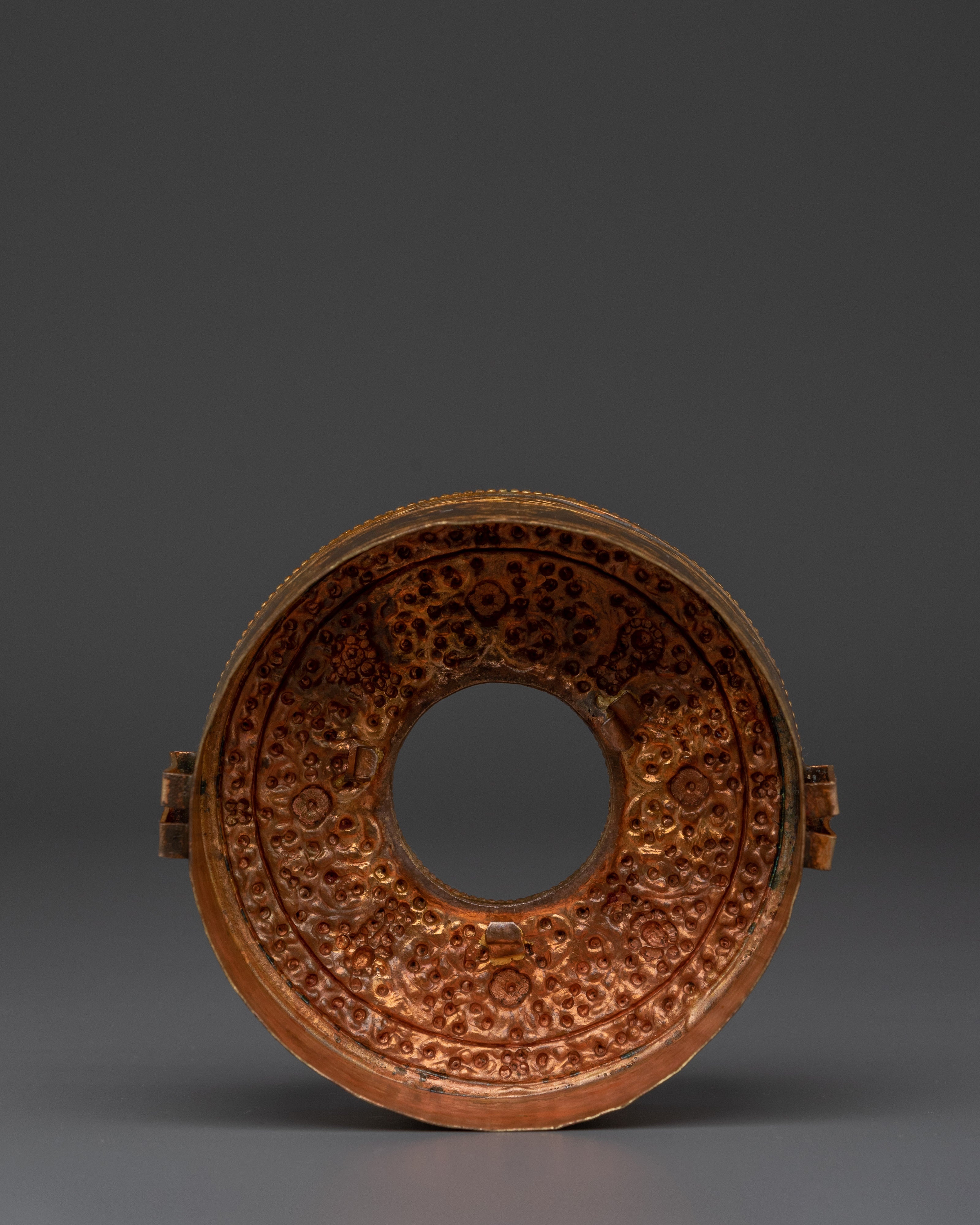 Tibetan Spiritual Artifact Box | Handcrafted Copper & Gold Plated Ghau Box