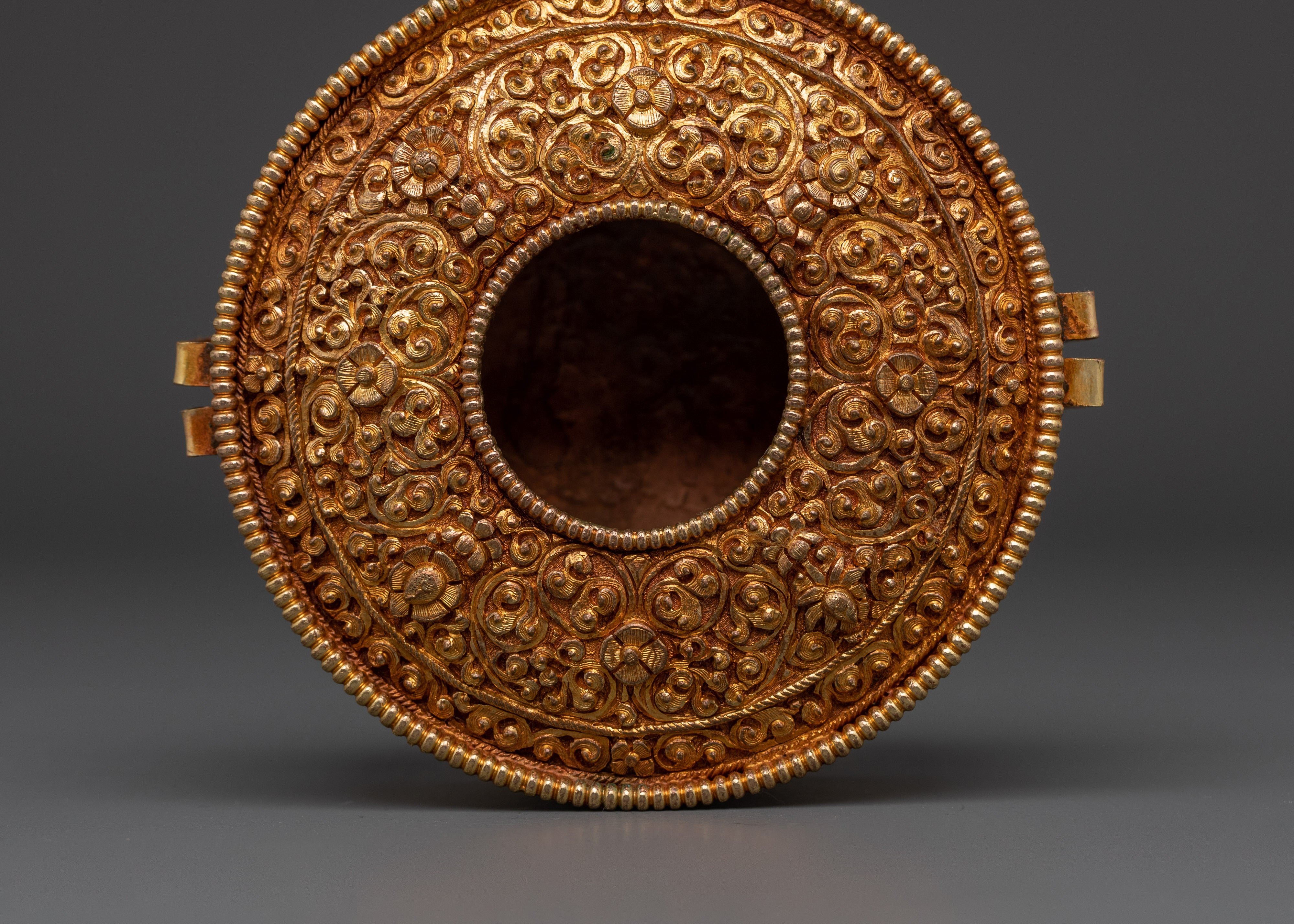 Tibetan Spiritual Artifact Box | Handcrafted Copper & Gold Plated Ghau Box