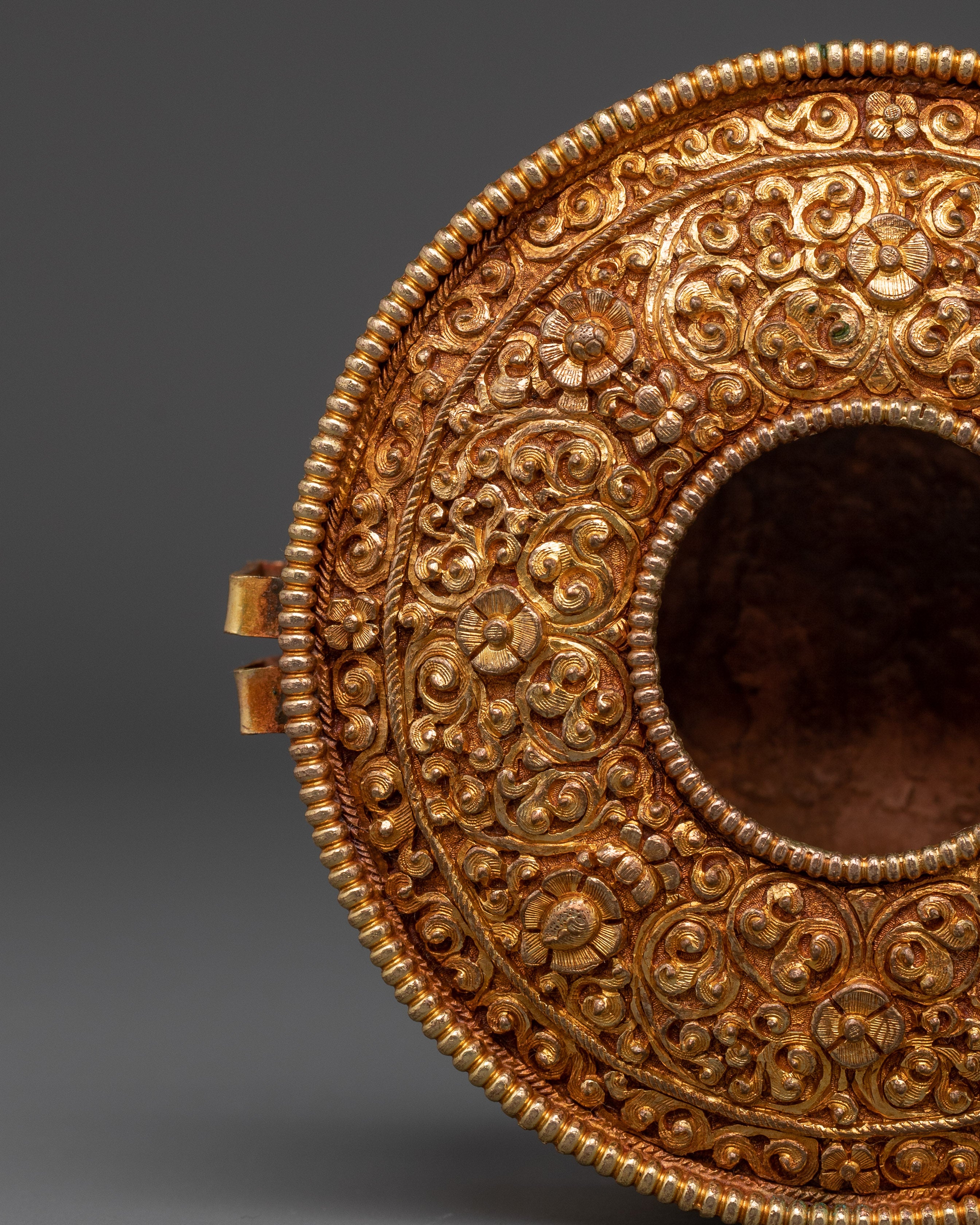 Tibetan Spiritual Artifact Box | Handcrafted Copper & Gold Plated Ghau Box
