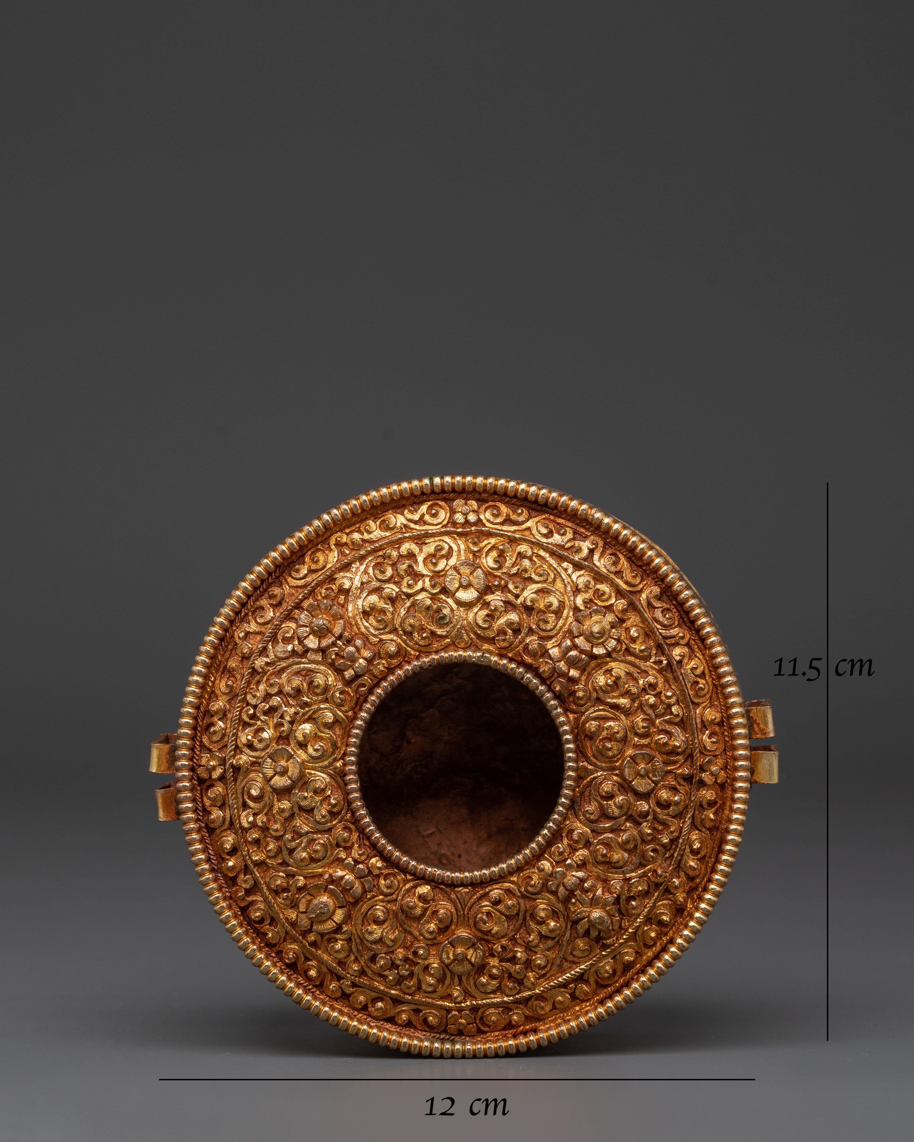 Tibetan Spiritual Artifact Box | Handcrafted Copper & Gold Plated Ghau Box