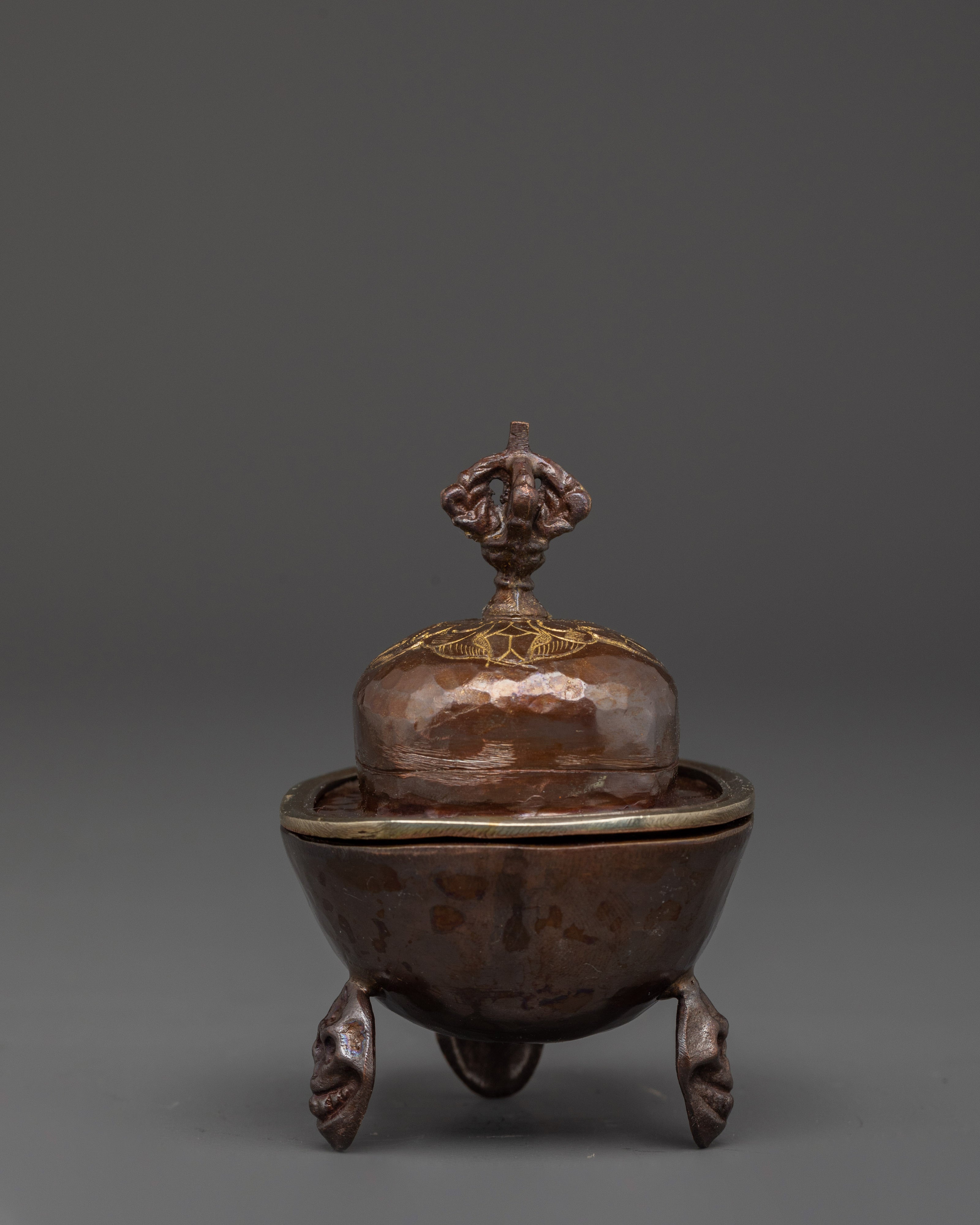 Handcrafted Kapala Bowl | Oxidized Copper Ritual Offering Cup