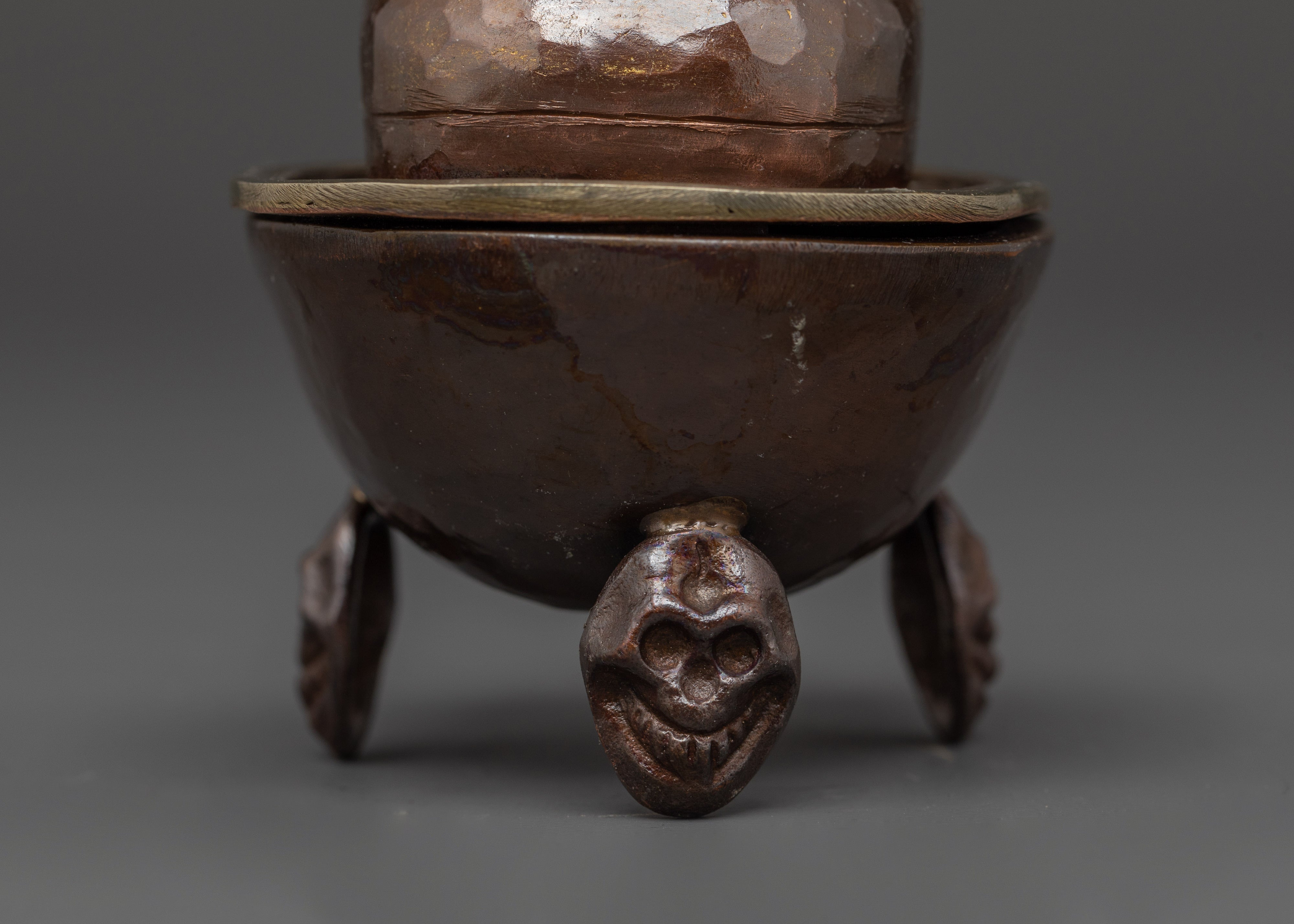 Handcrafted Kapala Bowl | Oxidized Copper Ritual Offering Cup