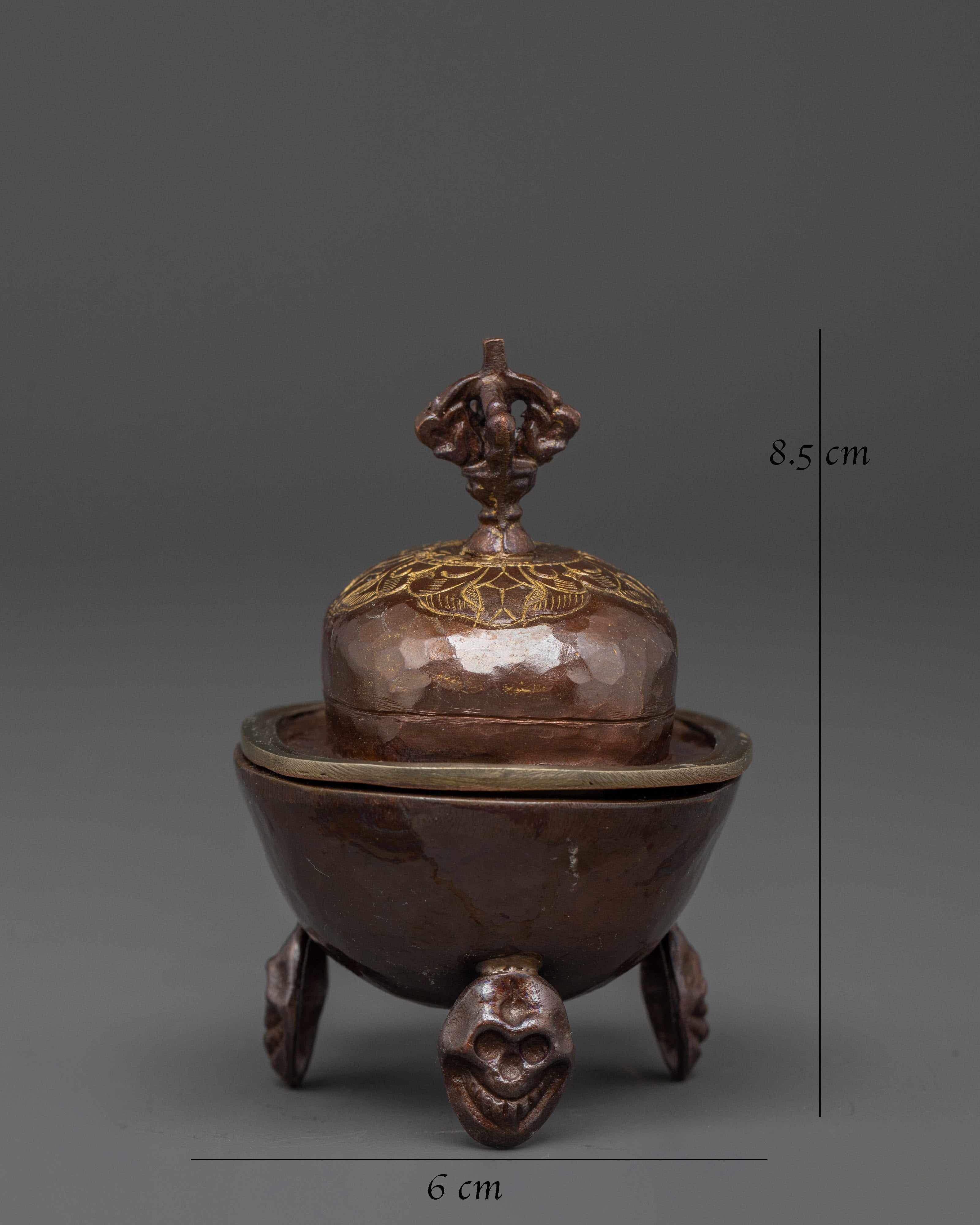 Handcrafted Kapala Bowl | Oxidized Copper Ritual Offering Cup