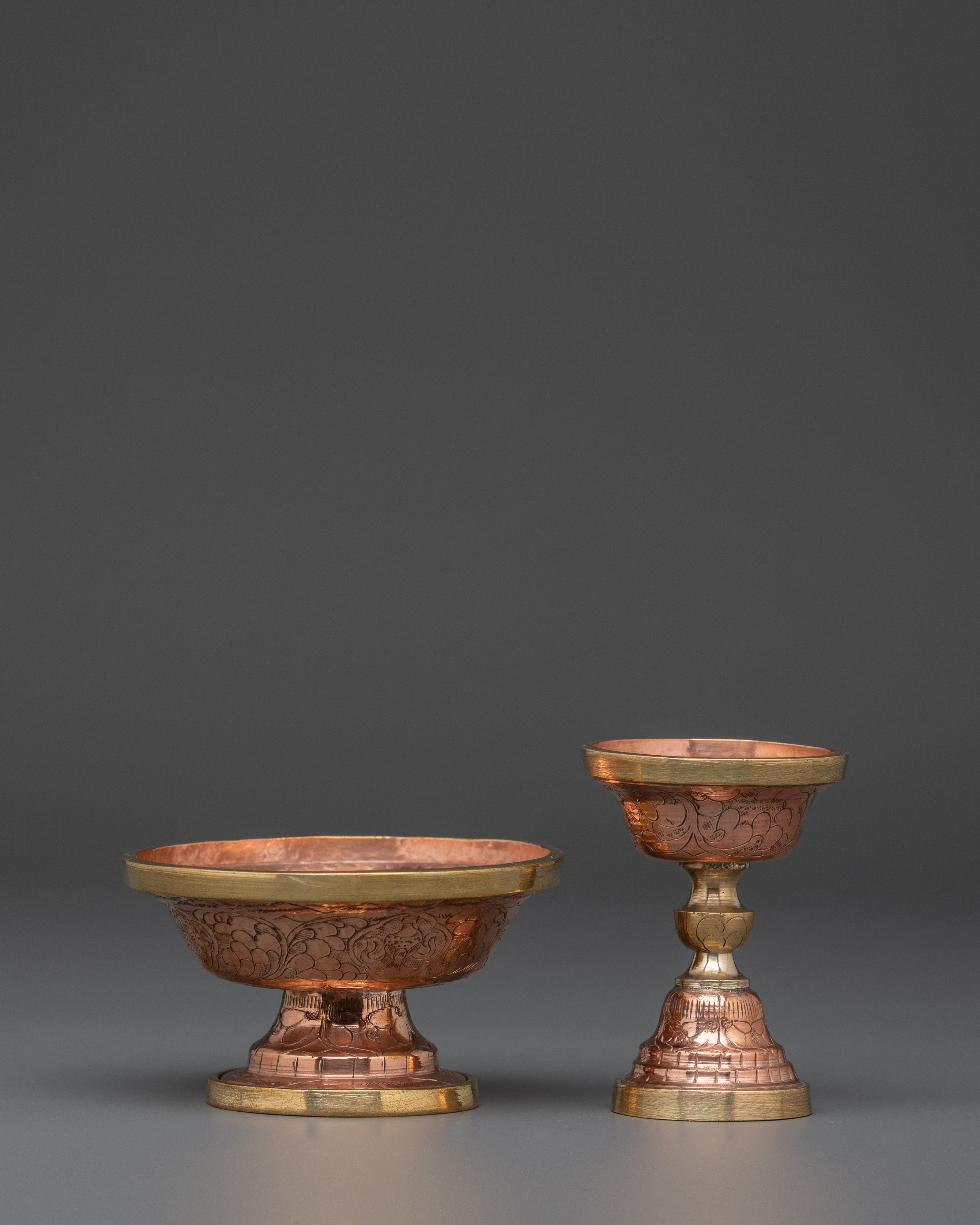 Handcrafted Copper Serkyem Set for Tibetan Rituals & Ceremonies