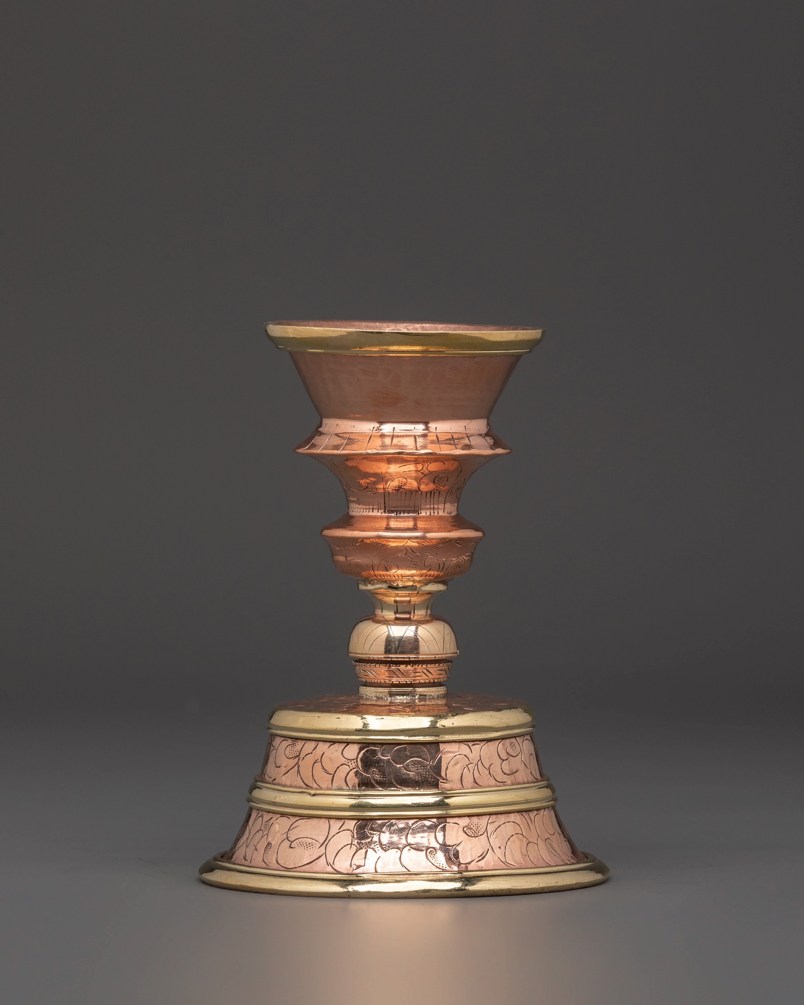 Handcrafted Offering Butter Lamp Set | Copper & Brass Lamps for Buddhist Offerings