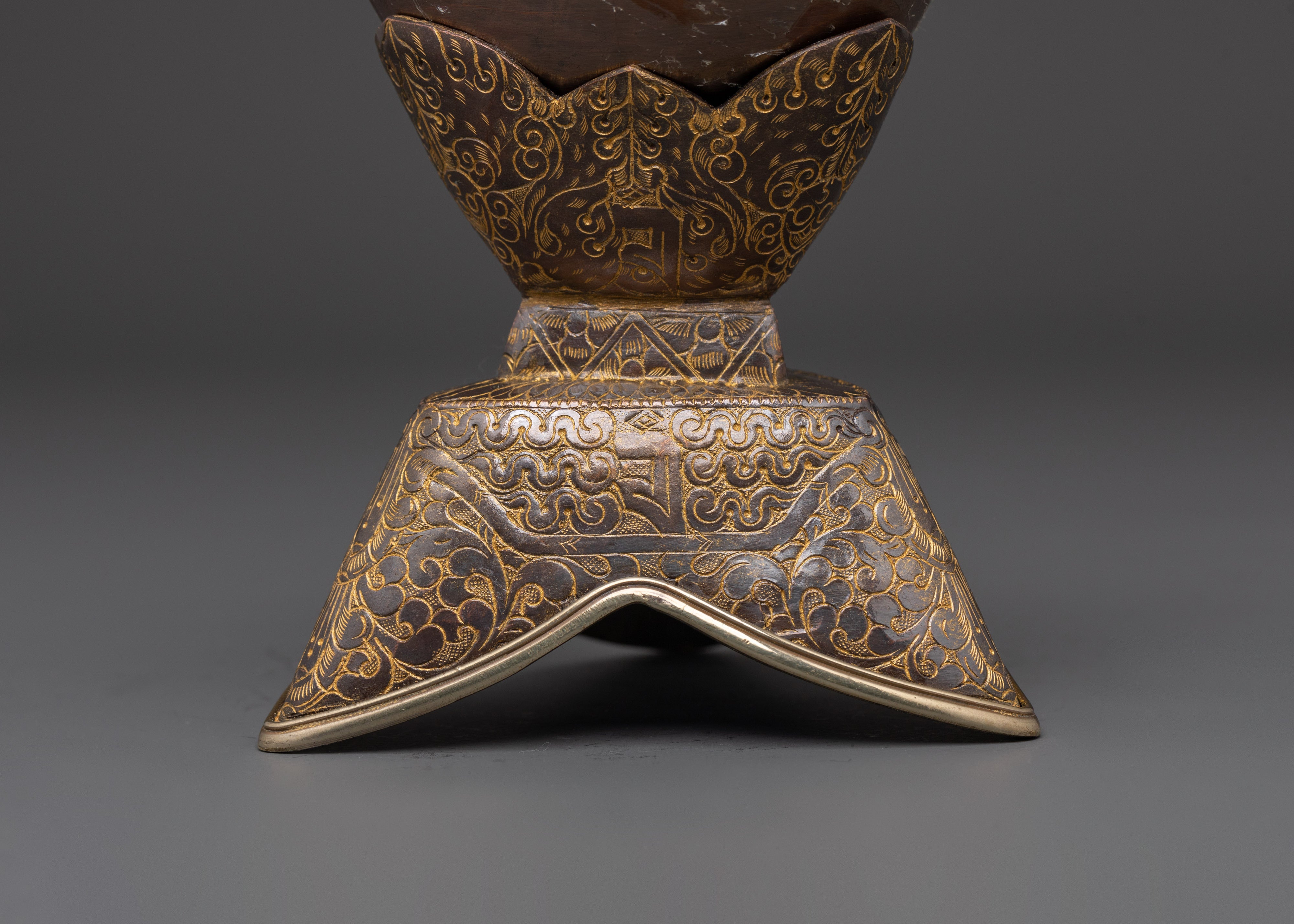 Himalayan Kapala Ritual Set | Handcrafted Oxidized Copper Skull Cup