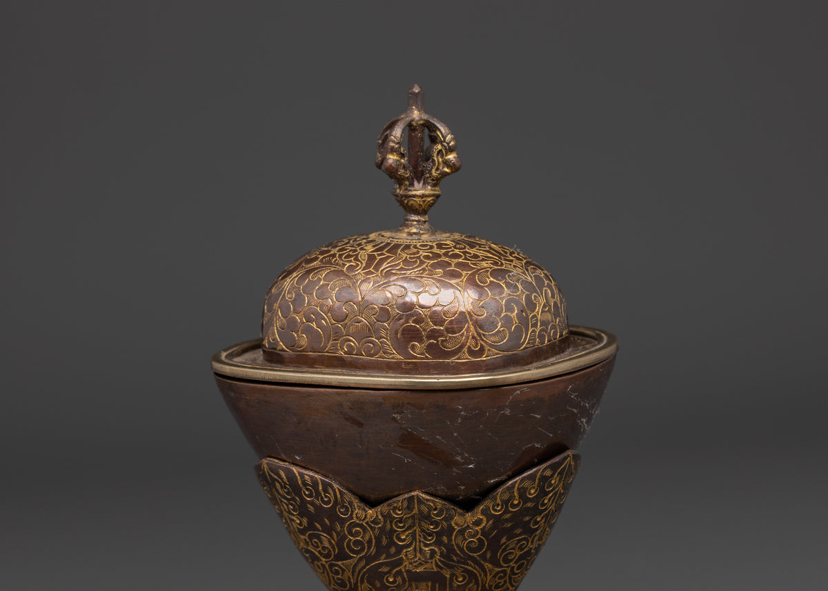 Himalayan Kapala Ritual Set | Handcrafted Oxidized Copper Skull Cup