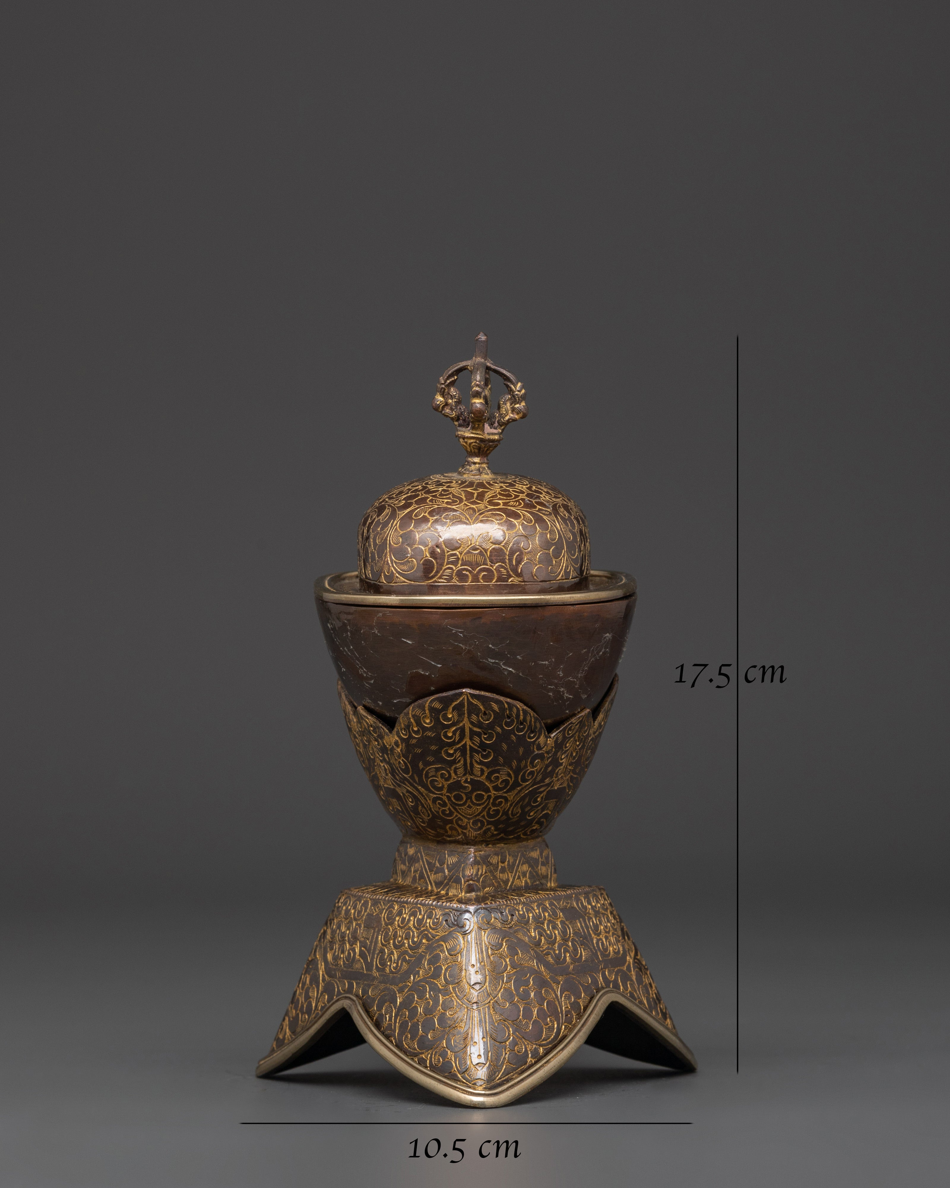 Himalayan Kapala Ritual Set | Handcrafted Oxidized Copper Skull Cup