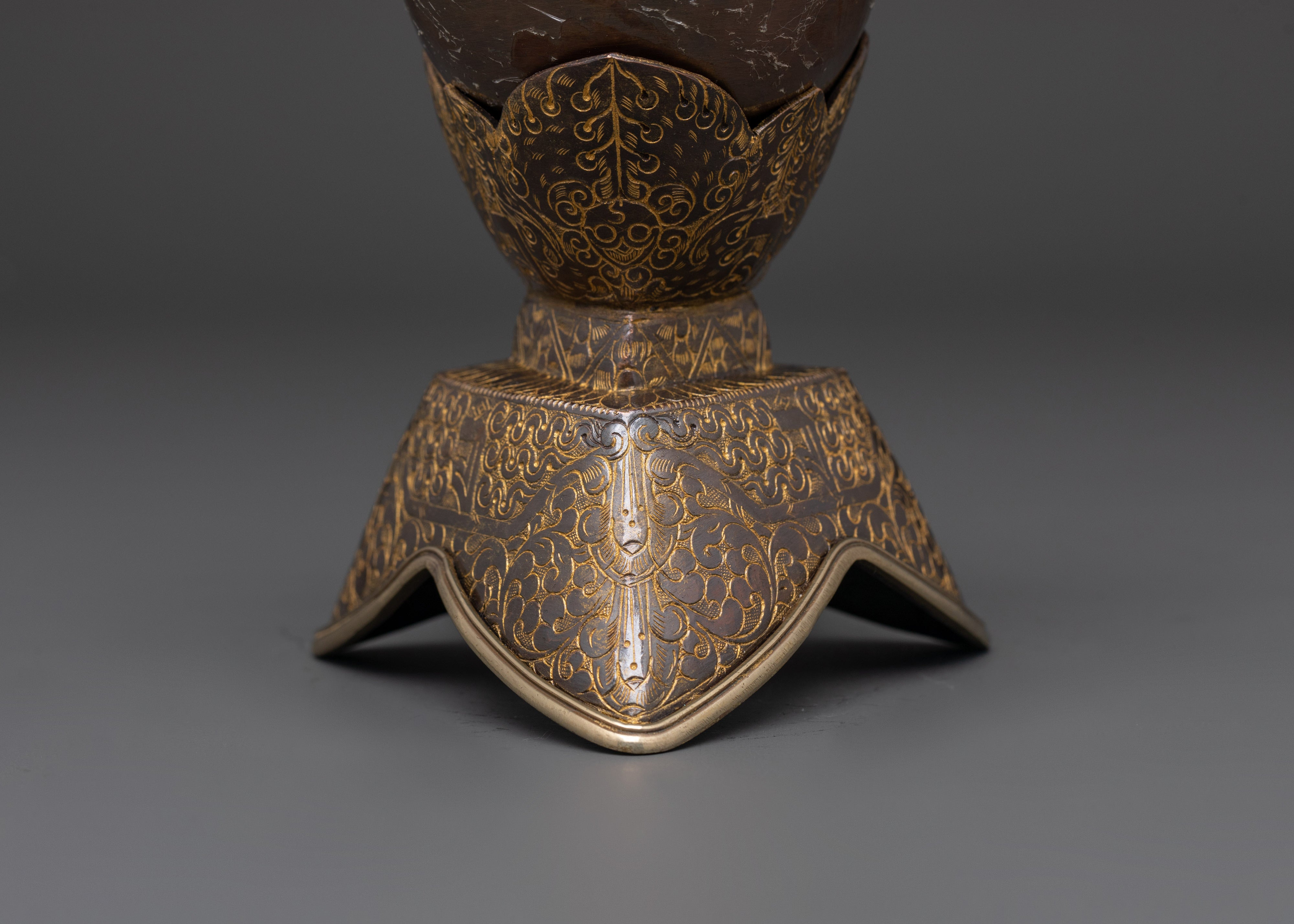 Himalayan Kapala Ritual Set | Handcrafted Oxidized Copper Skull Cup