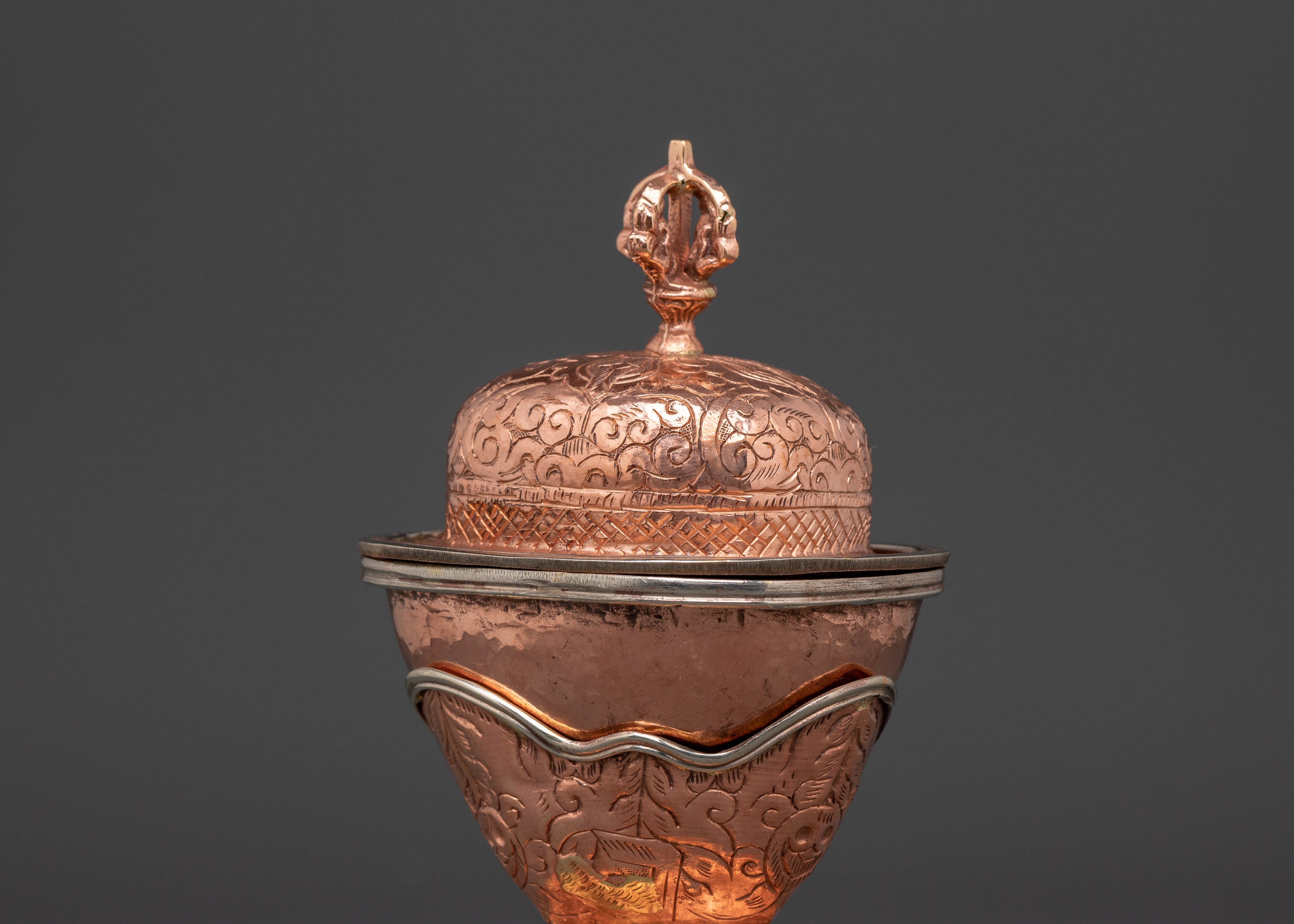 Handcrafted Copper Kapala Ritual Skull Cup | Buddhist Tantric Offering Bowl