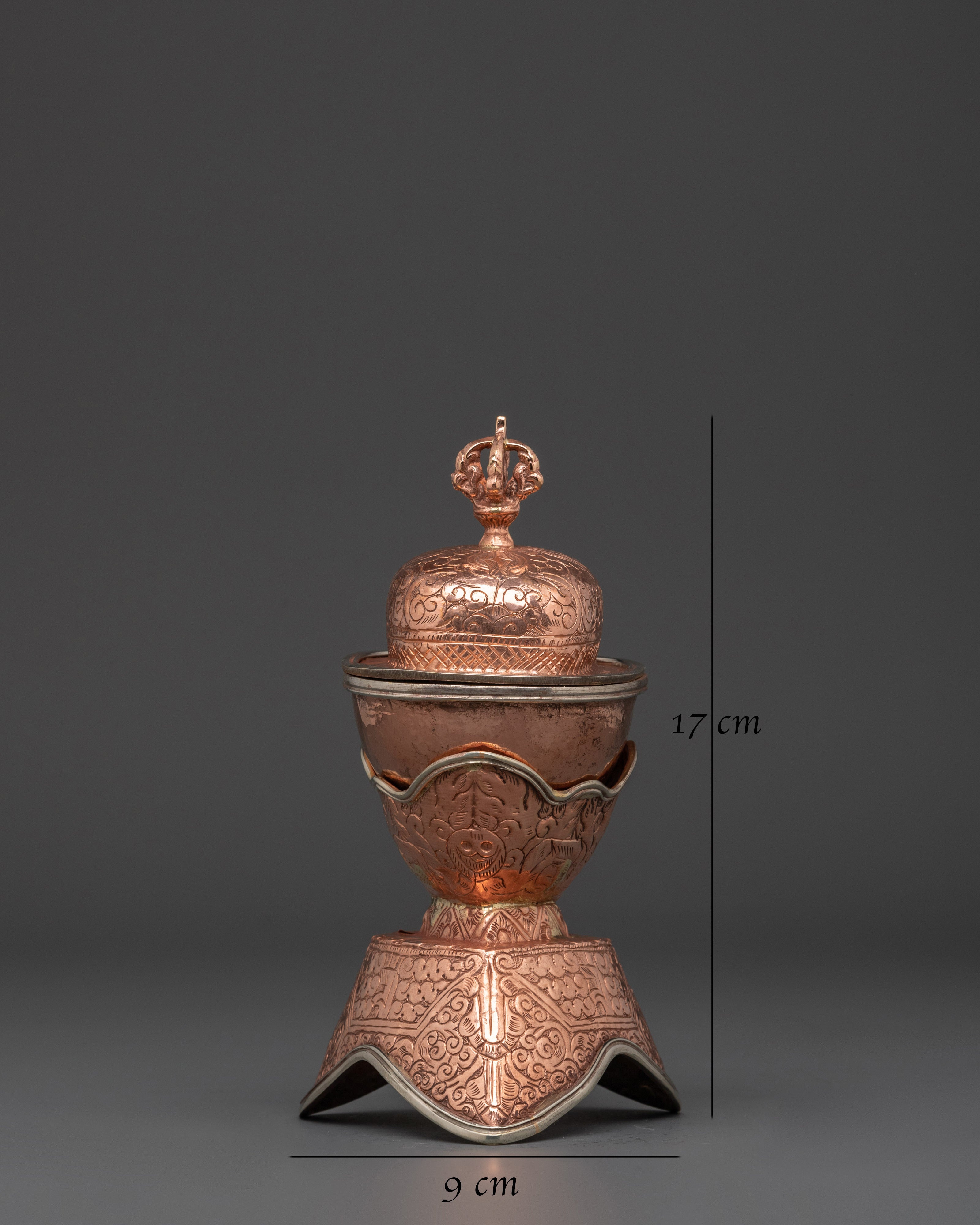 Handcrafted Copper Kapala Ritual Skull Cup | Buddhist Tantric Offering Bowl