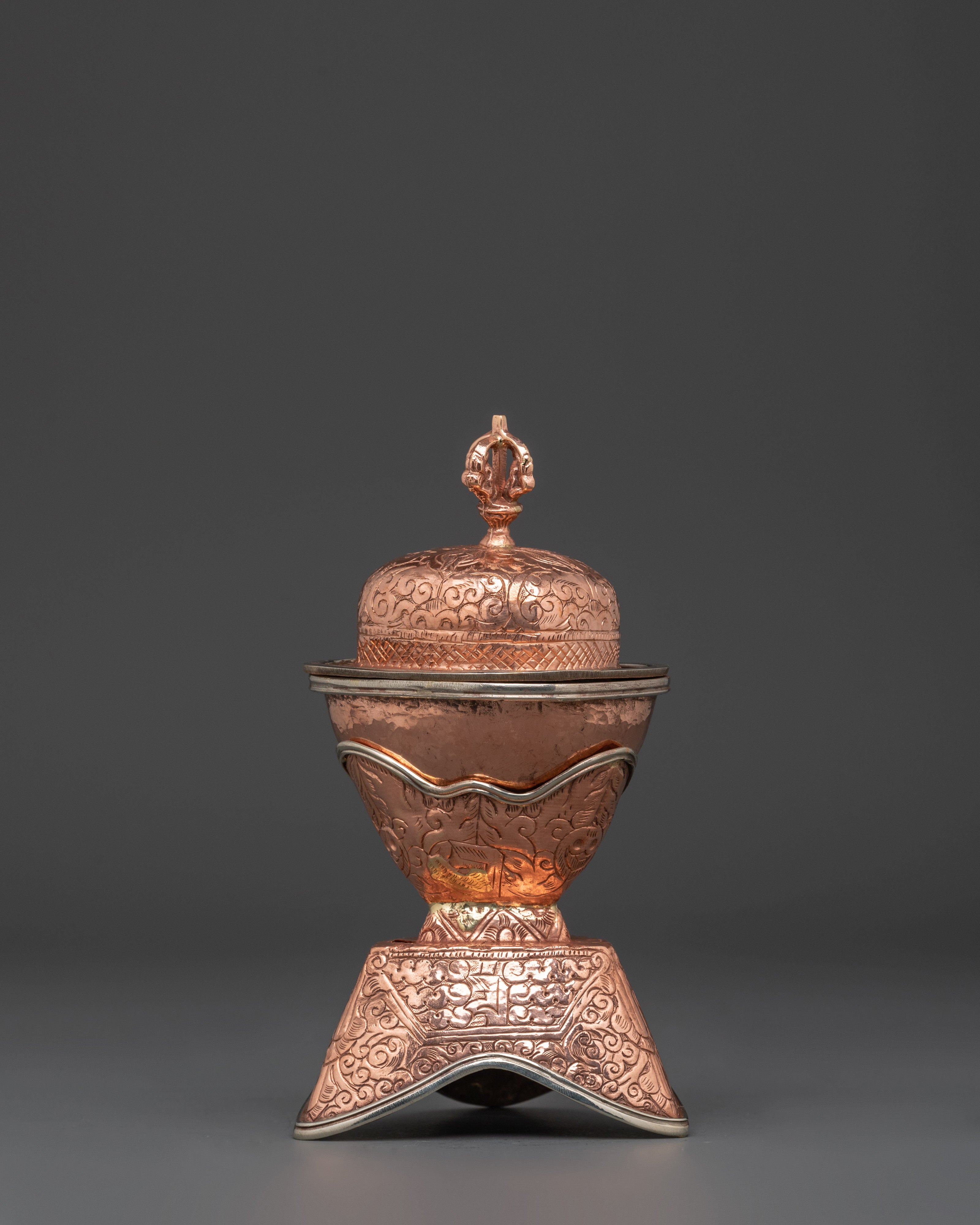 Handcrafted Copper Kapala Ritual Skull Cup | Buddhist Tantric Offering Bowl