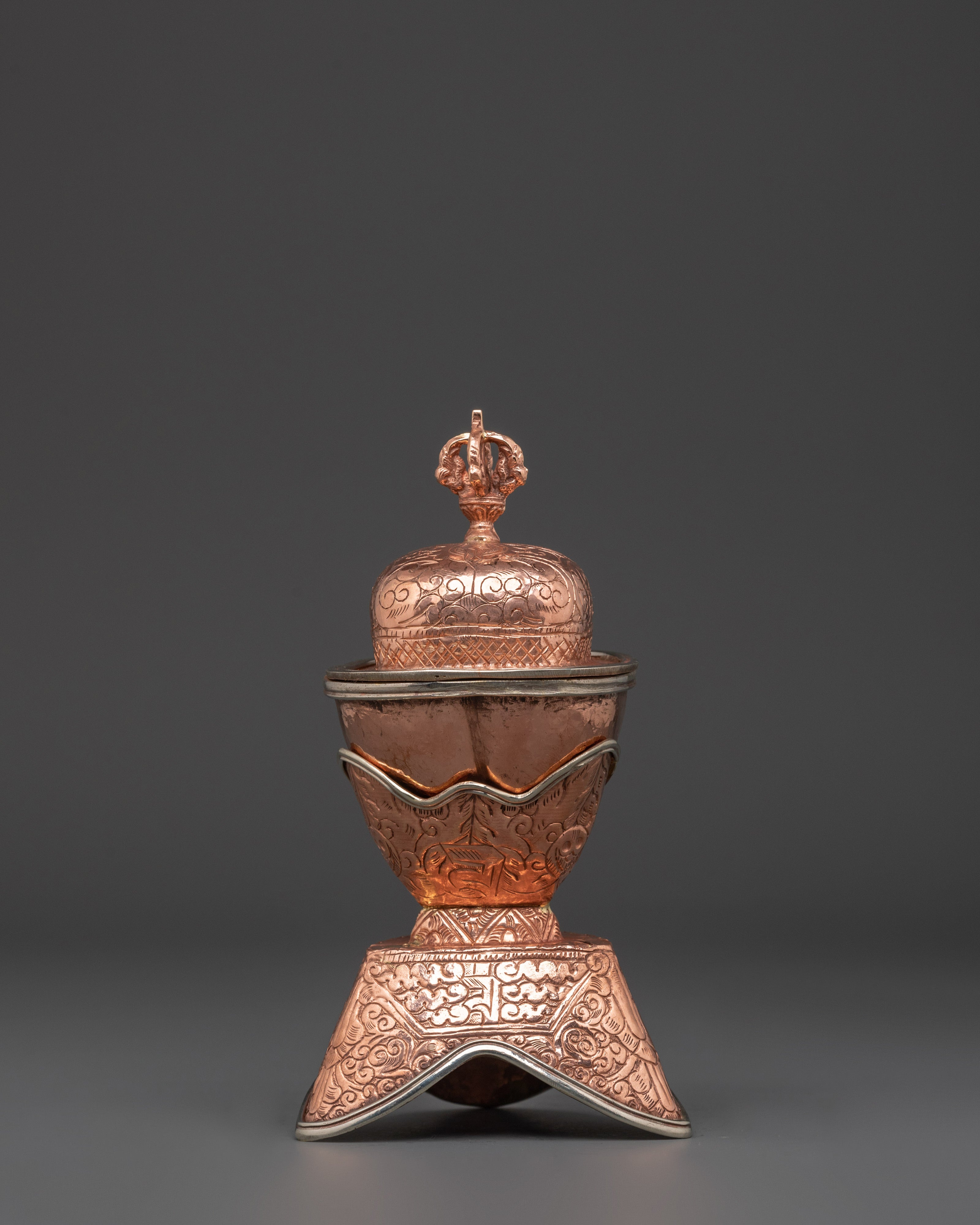 Handcrafted Copper Kapala Ritual Skull Cup | Buddhist Tantric Offering Bowl