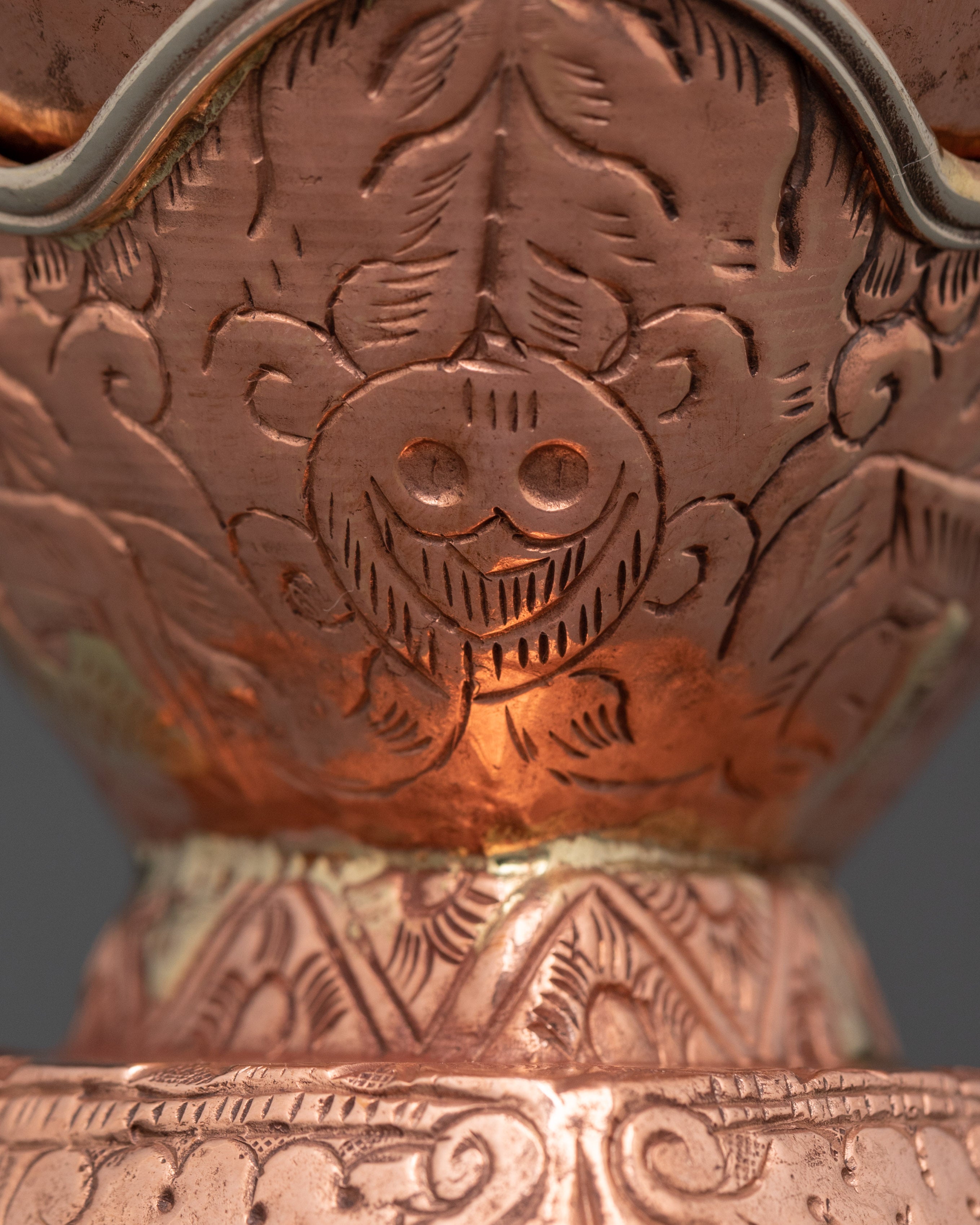 Handcrafted Copper Kapala Ritual Skull Cup | Buddhist Tantric Offering Bowl