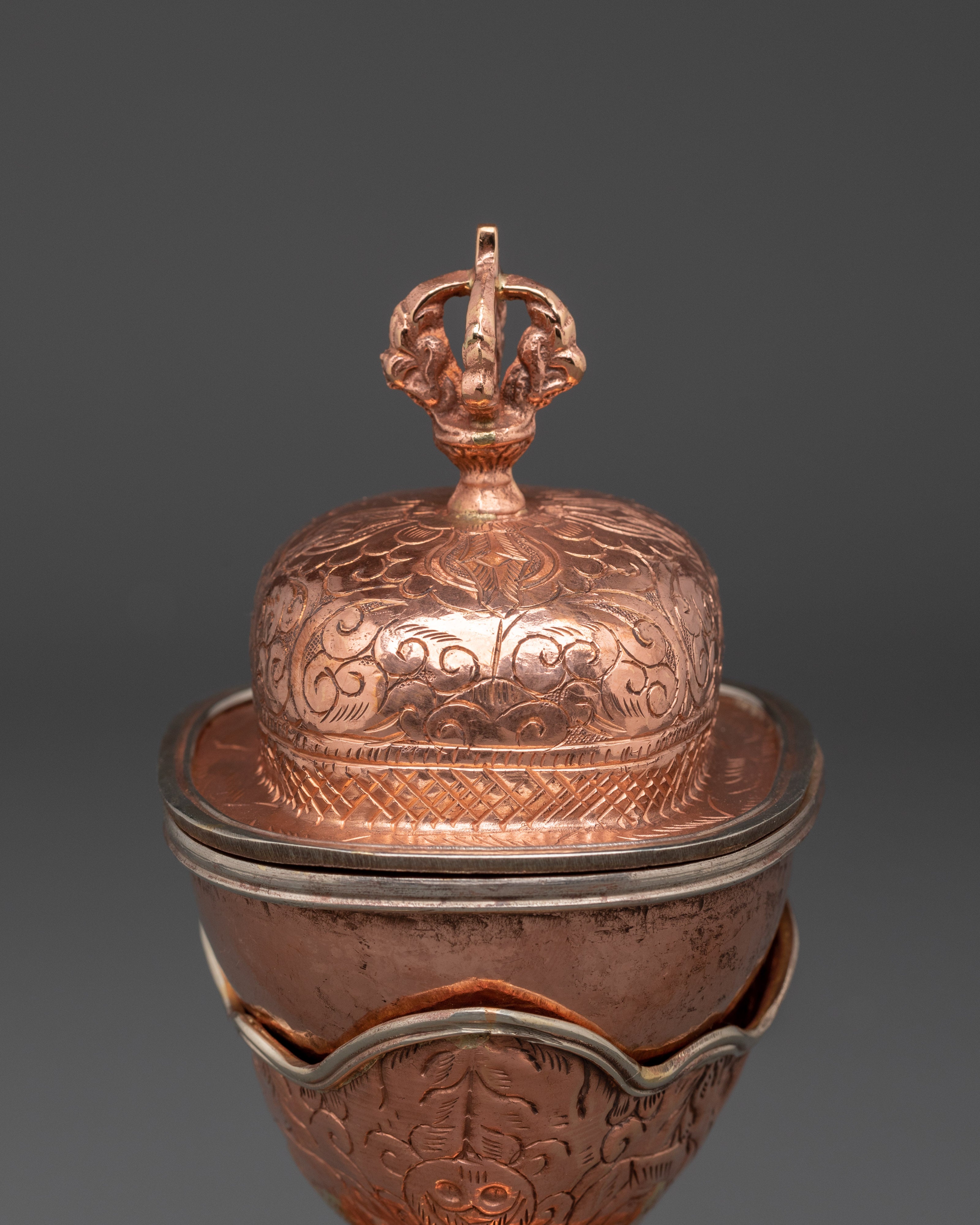 Handcrafted Copper Kapala Ritual Skull Cup | Buddhist Tantric Offering Bowl