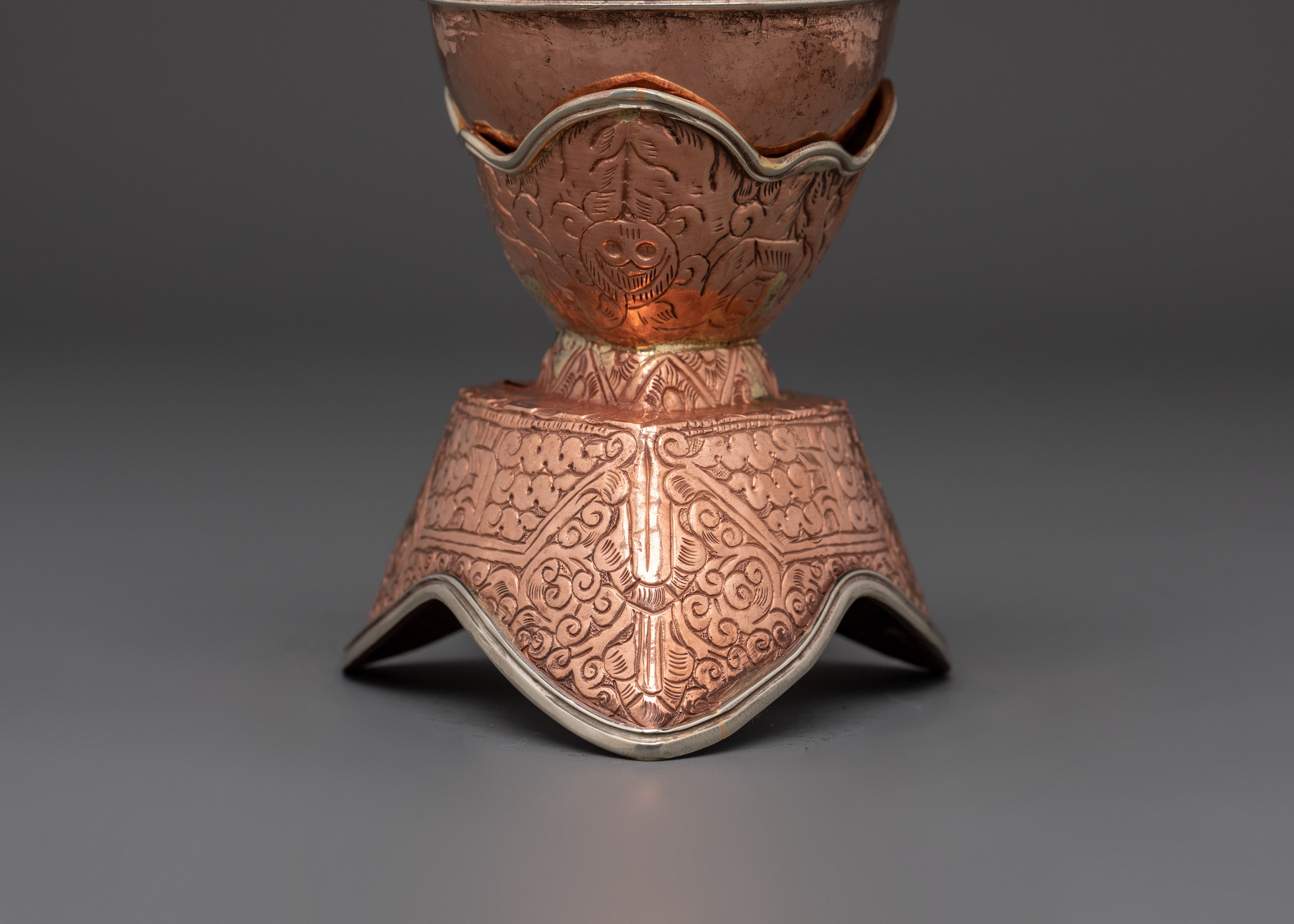Handcrafted Copper Kapala Ritual Skull Cup | Buddhist Tantric Offering Bowl