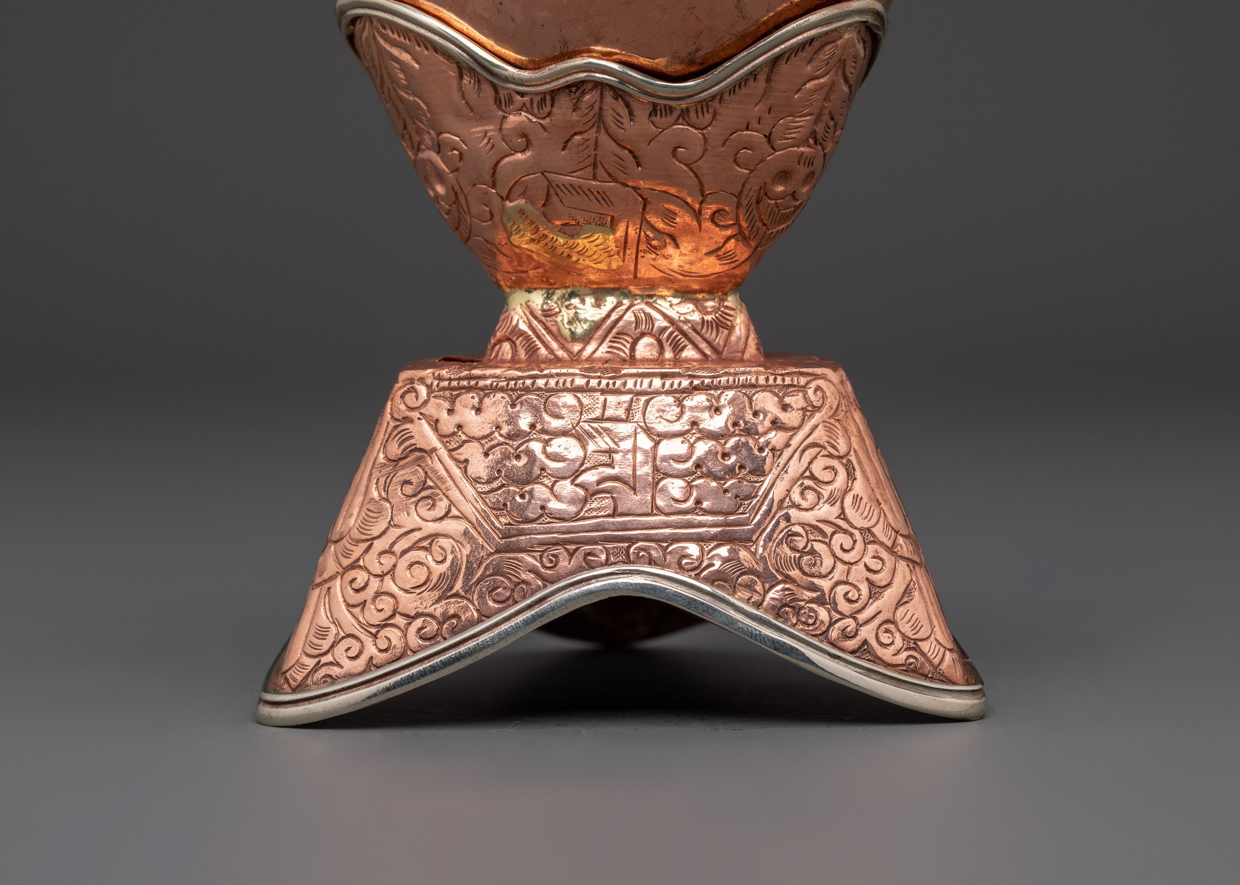Handcrafted Copper Kapala Ritual Skull Cup | Buddhist Tantric Offering Bowl