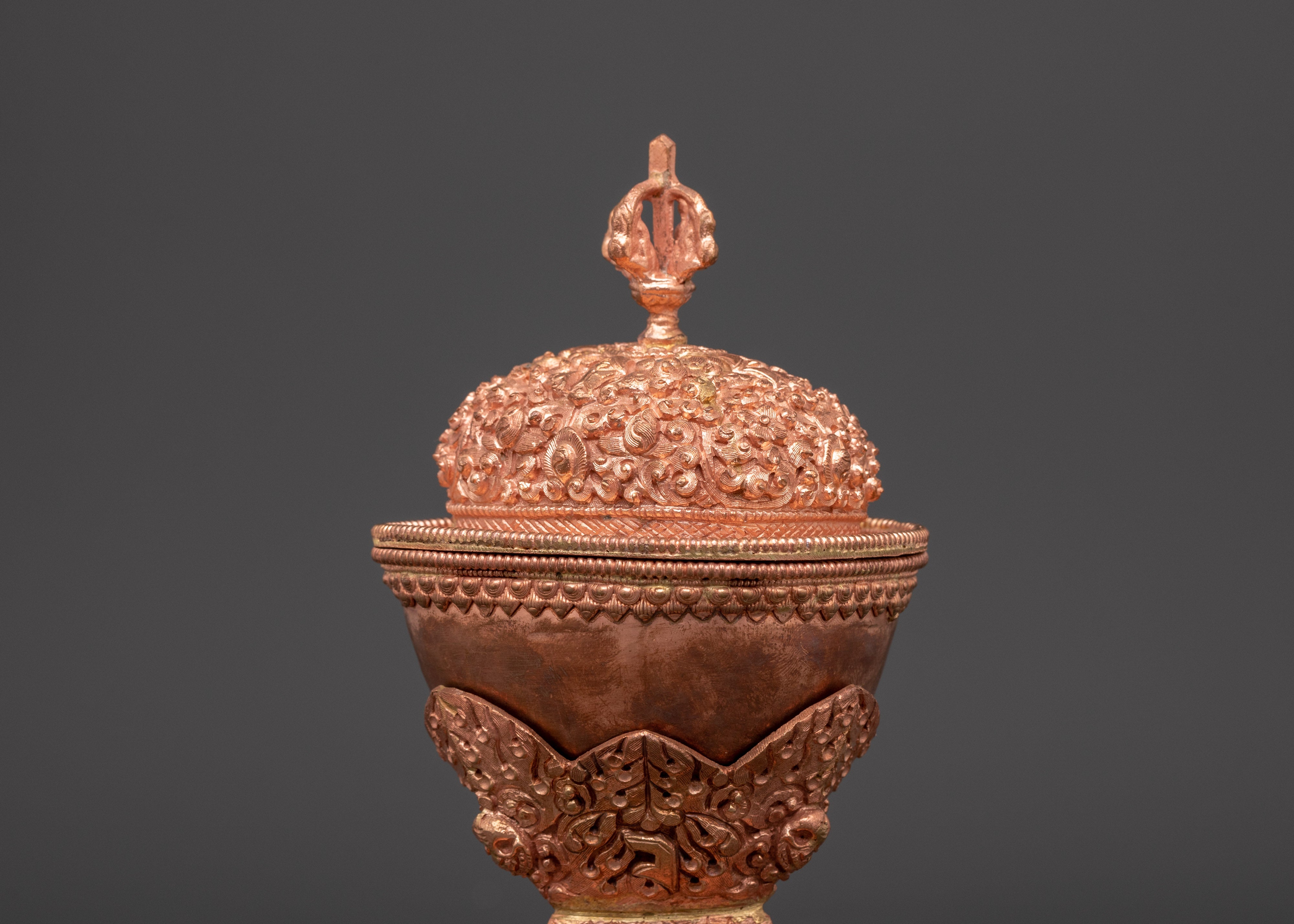 Tibetan Copper Kapala Skull Cup | Sacred Buddhist Ritual Offering Vessel
