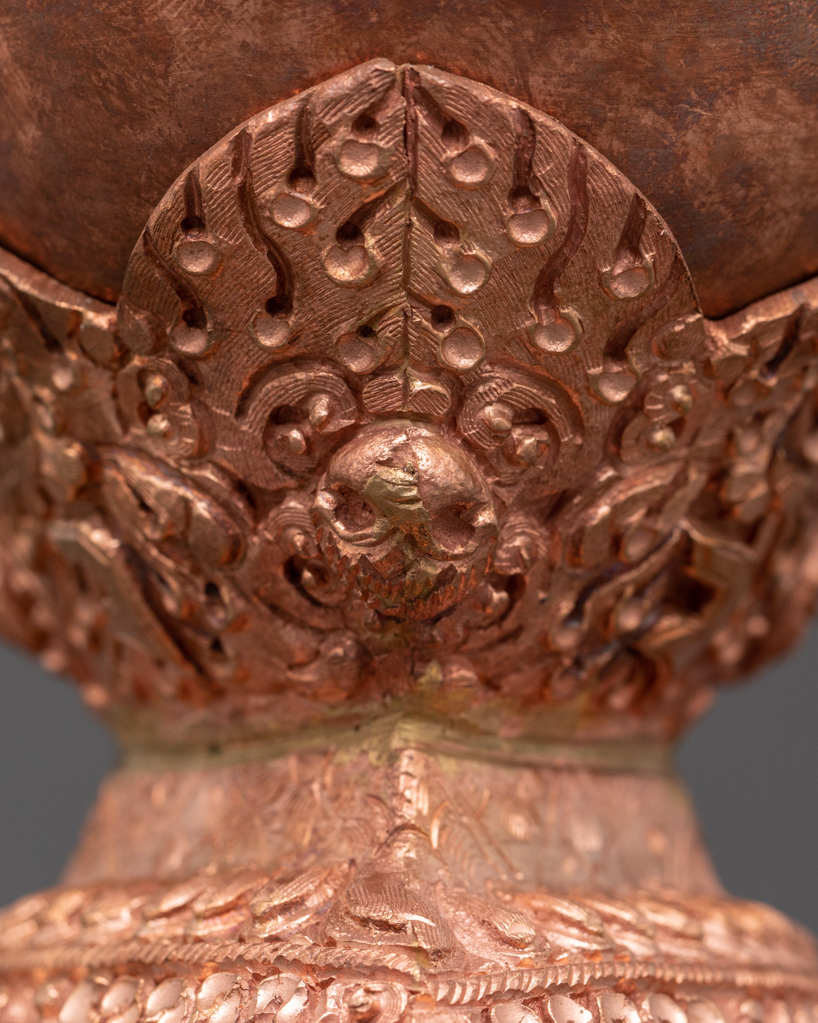 Copper Kapala Set with Lid & Base | Pair of Tibetan Ritual Skull Cups for Offerings