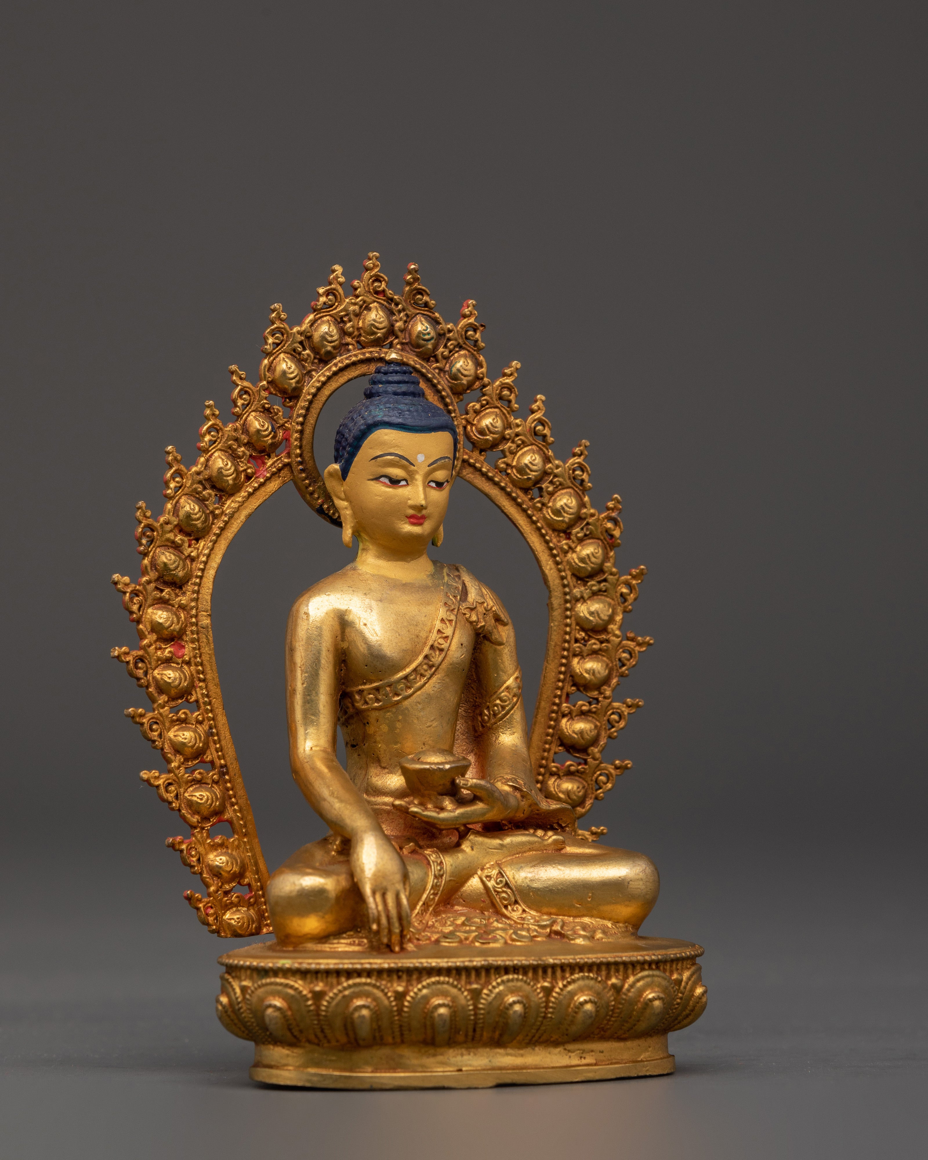 Himalayan Shakyamuni Buddha Sculpture | Tibetan Gold Plated Enlightened Master