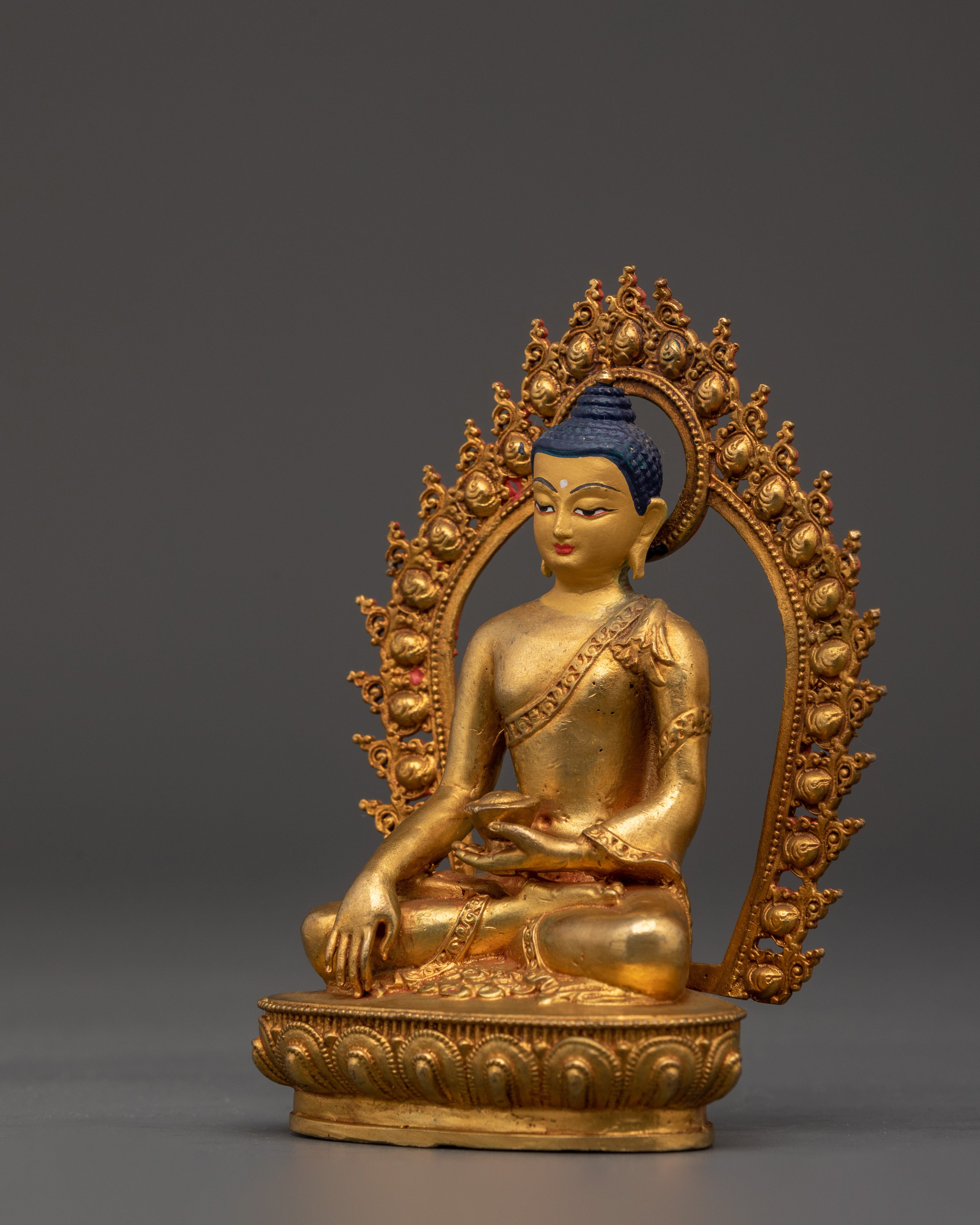 Himalayan Shakyamuni Buddha Sculpture | Tibetan Gold Plated Enlightened Master