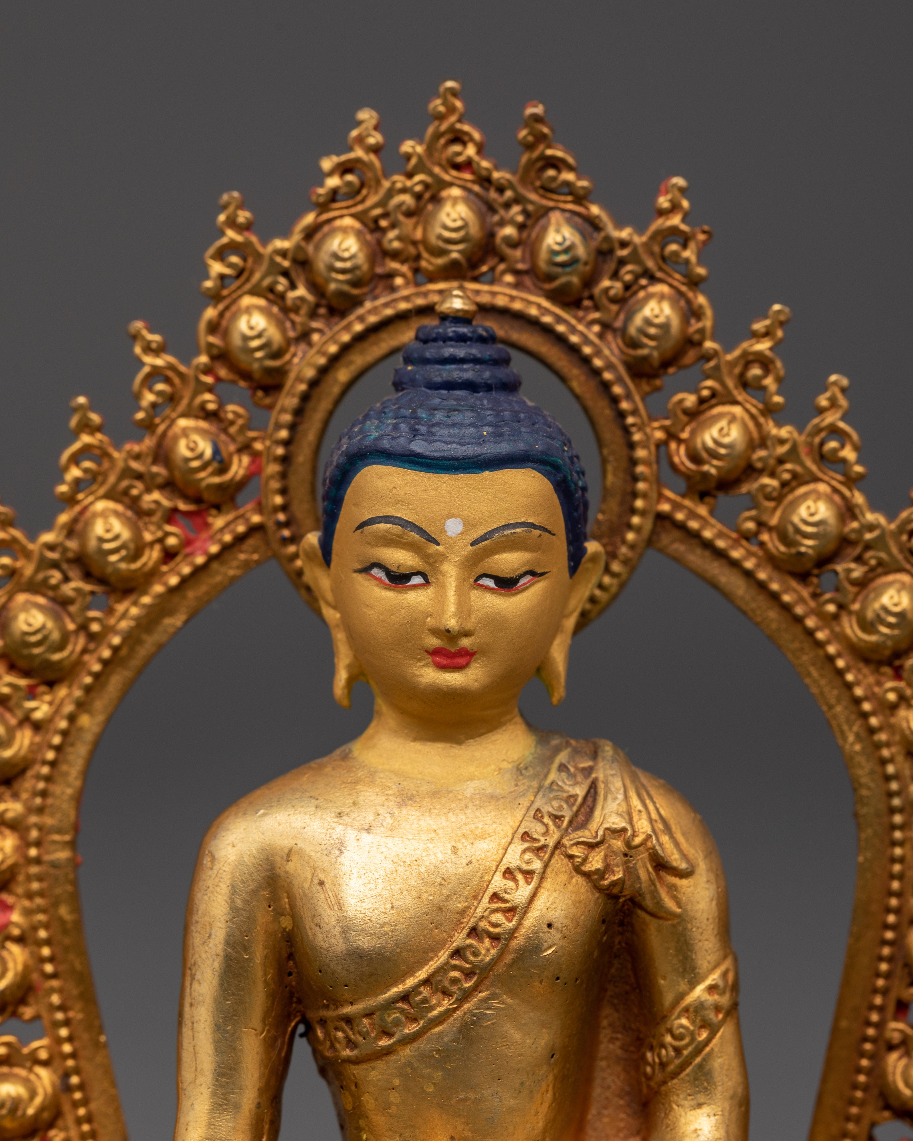 Himalayan Shakyamuni Buddha Sculpture | Tibetan Gold Plated Enlightened Master