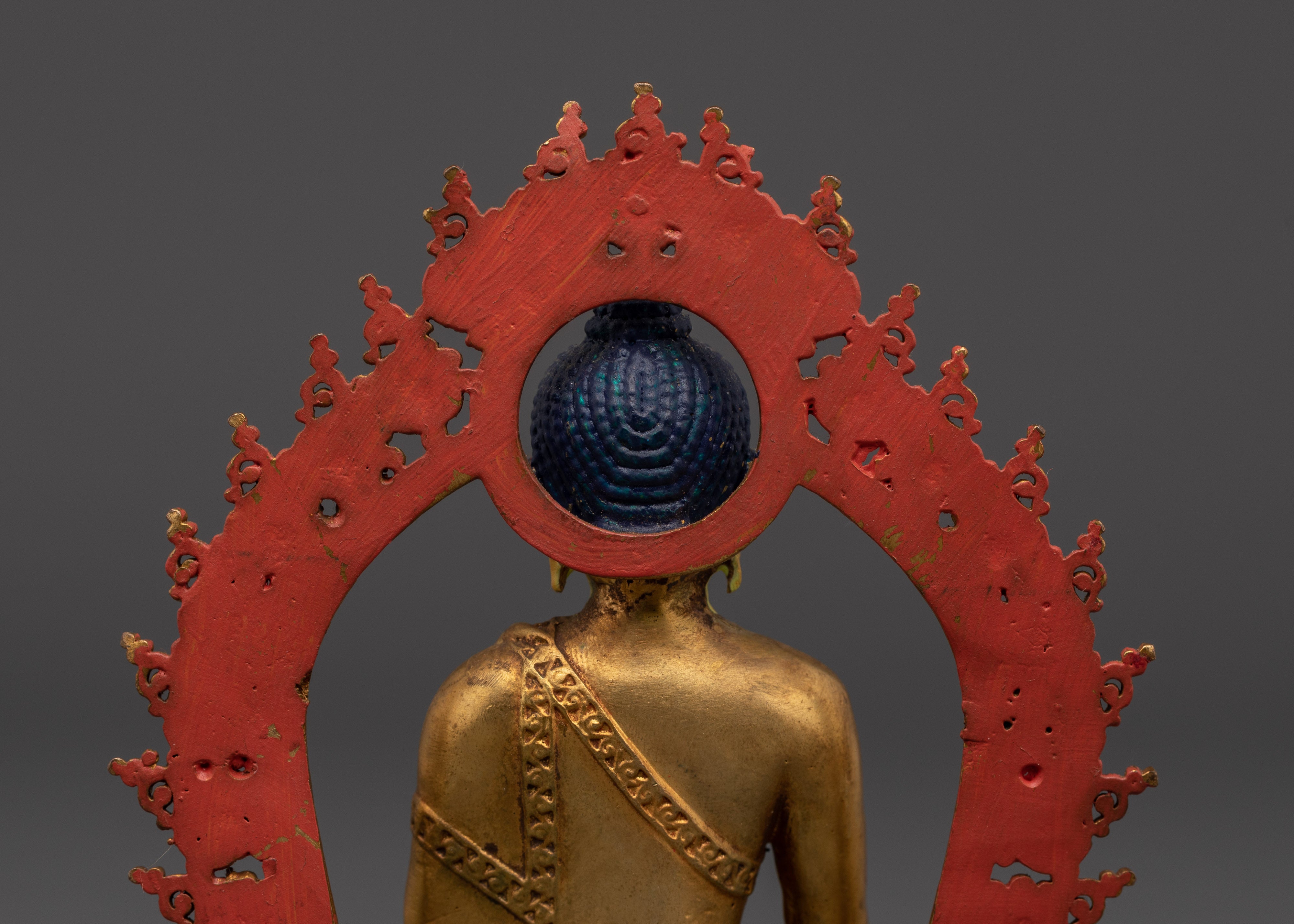 Himalayan Shakyamuni Buddha Sculpture | Tibetan Gold Plated Enlightened Master