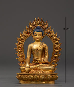 Himalayan Shakyamuni Buddha Sculpture | Tibetan Gold Plated Enlightened Master