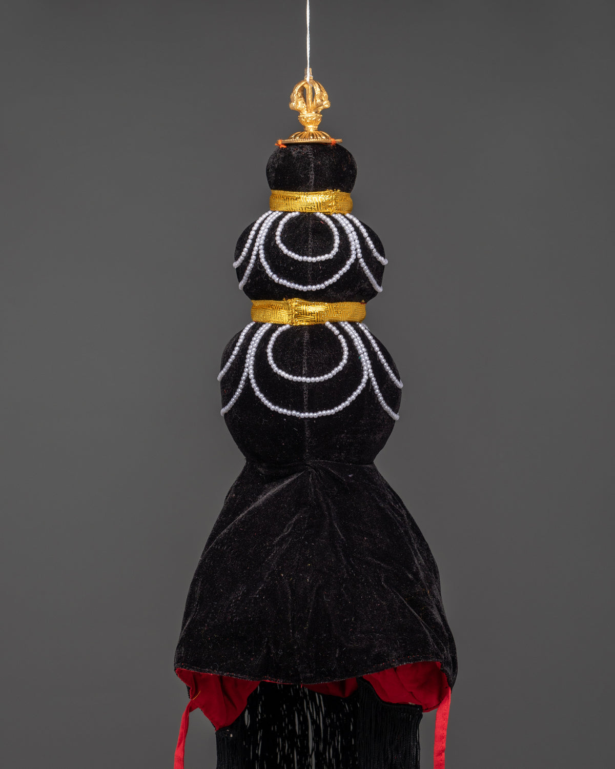 Traditional Black Vajrayana Crown | Headdress for Monastic Ceremonies