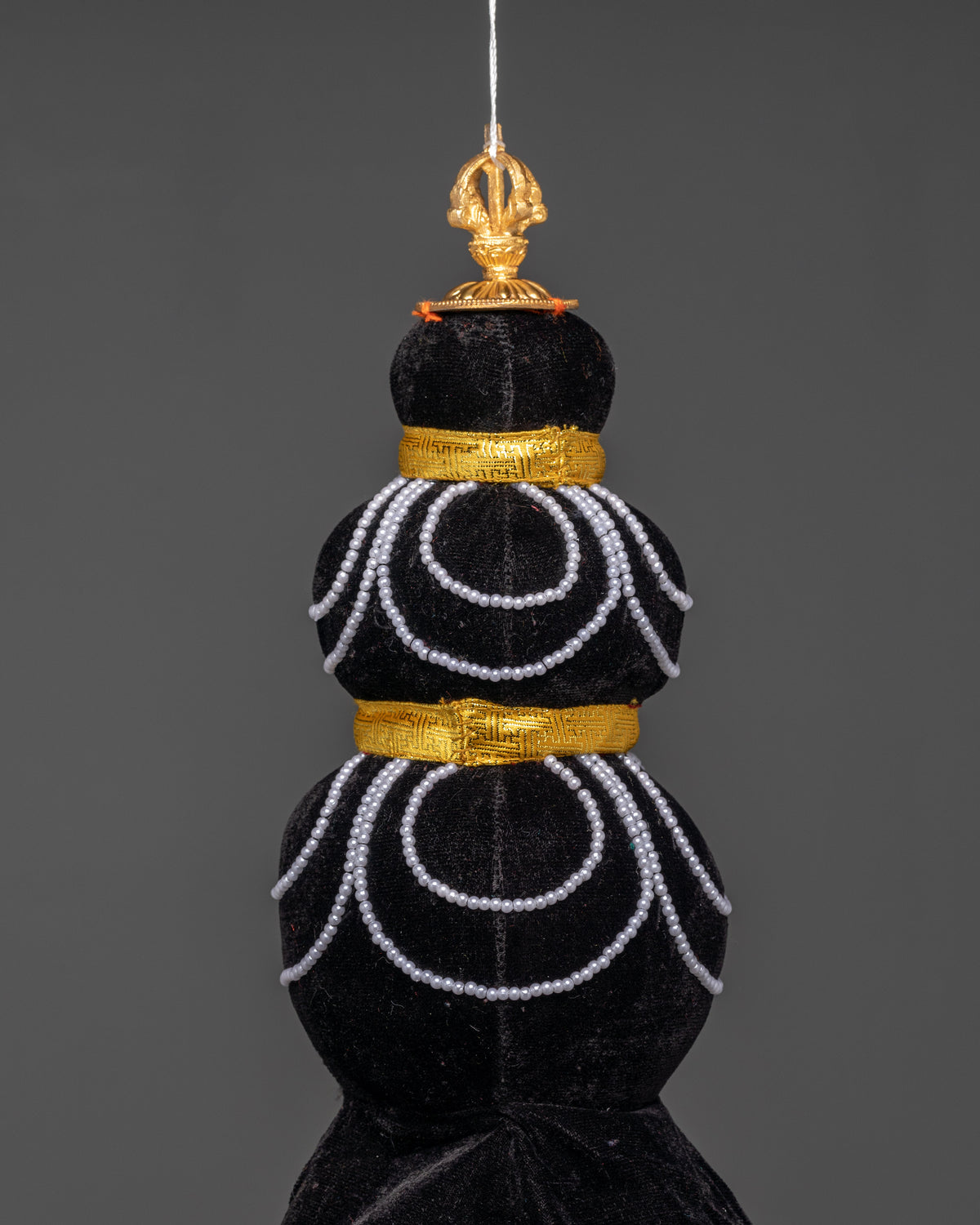 Traditional Black Vajrayana Crown | Headdress for Monastic Ceremonies