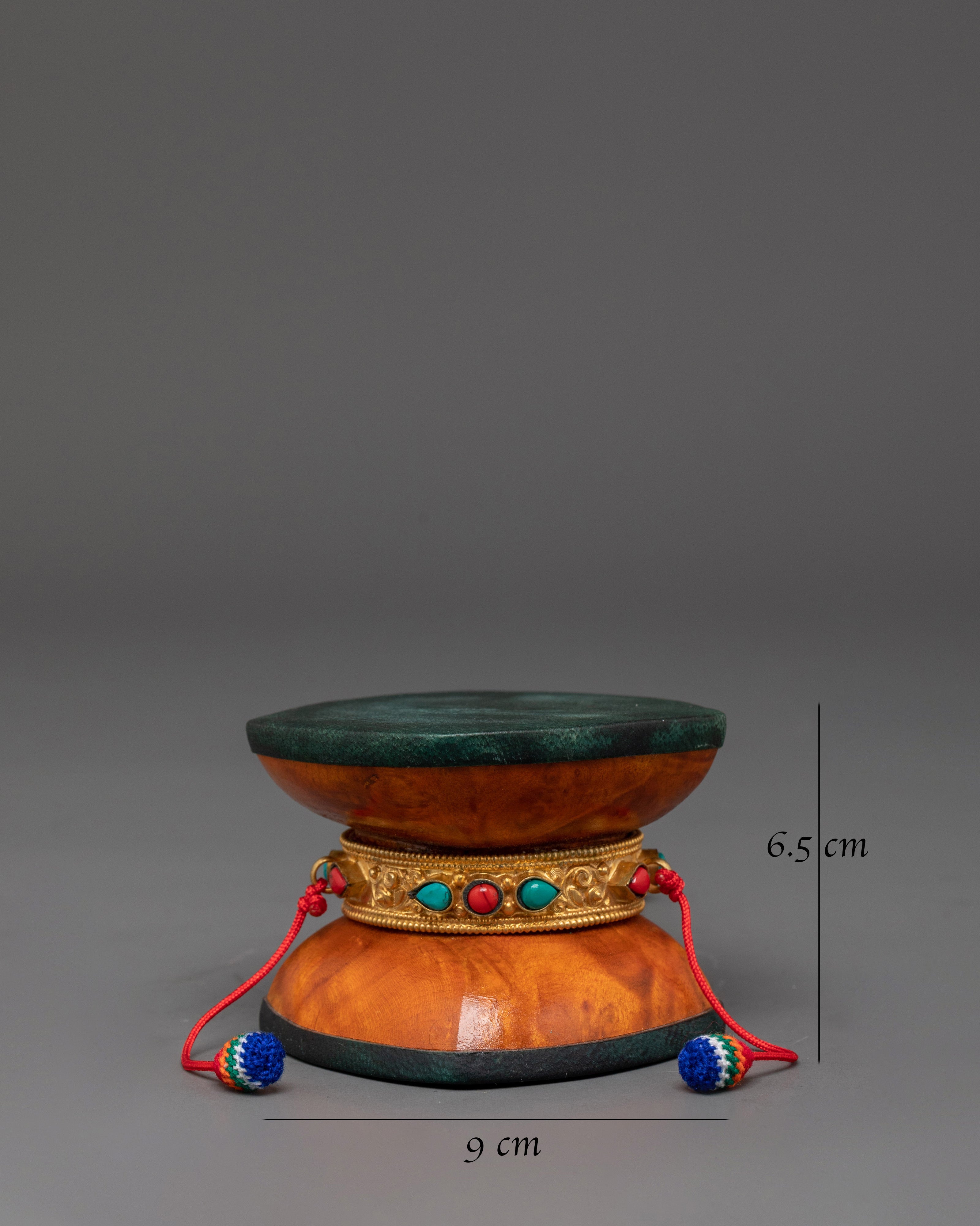 Sacred Bhutanese Wood Damaru | For Tibetan Ritual and Meditation