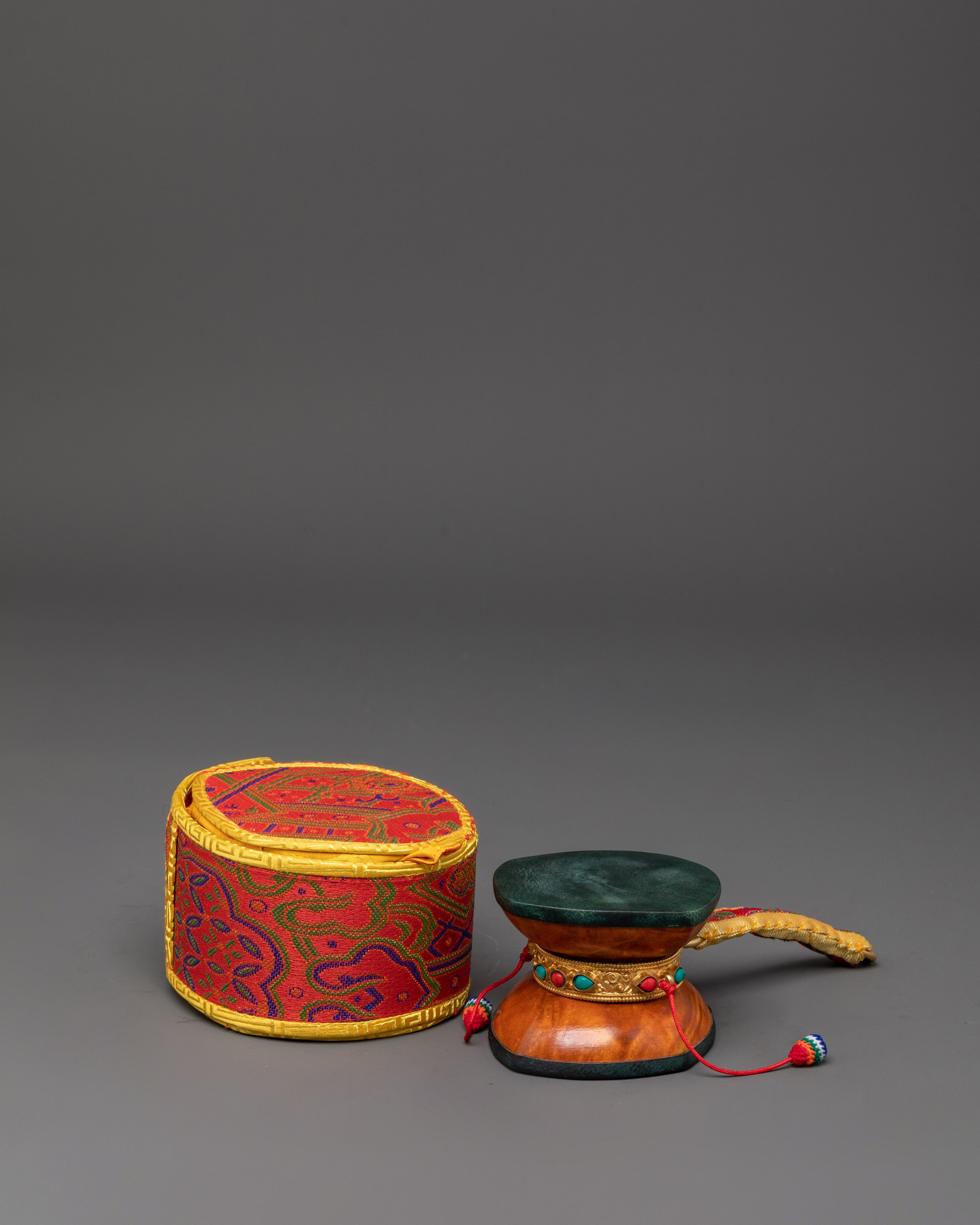 Sacred Bhutanese Wood Damaru | For Tibetan Ritual and Meditation