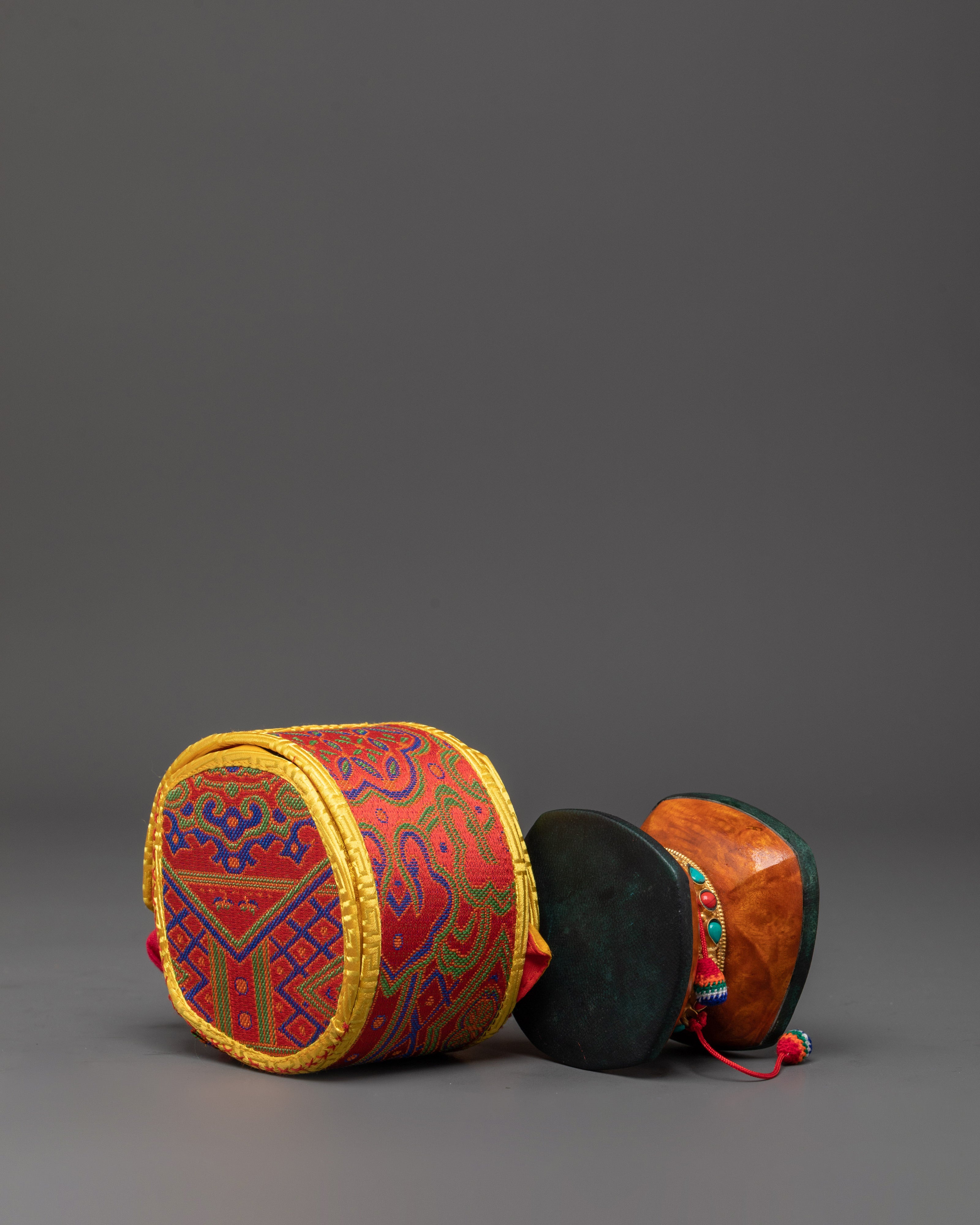 Sacred Bhutanese Wood Damaru | For Tibetan Ritual and Meditation