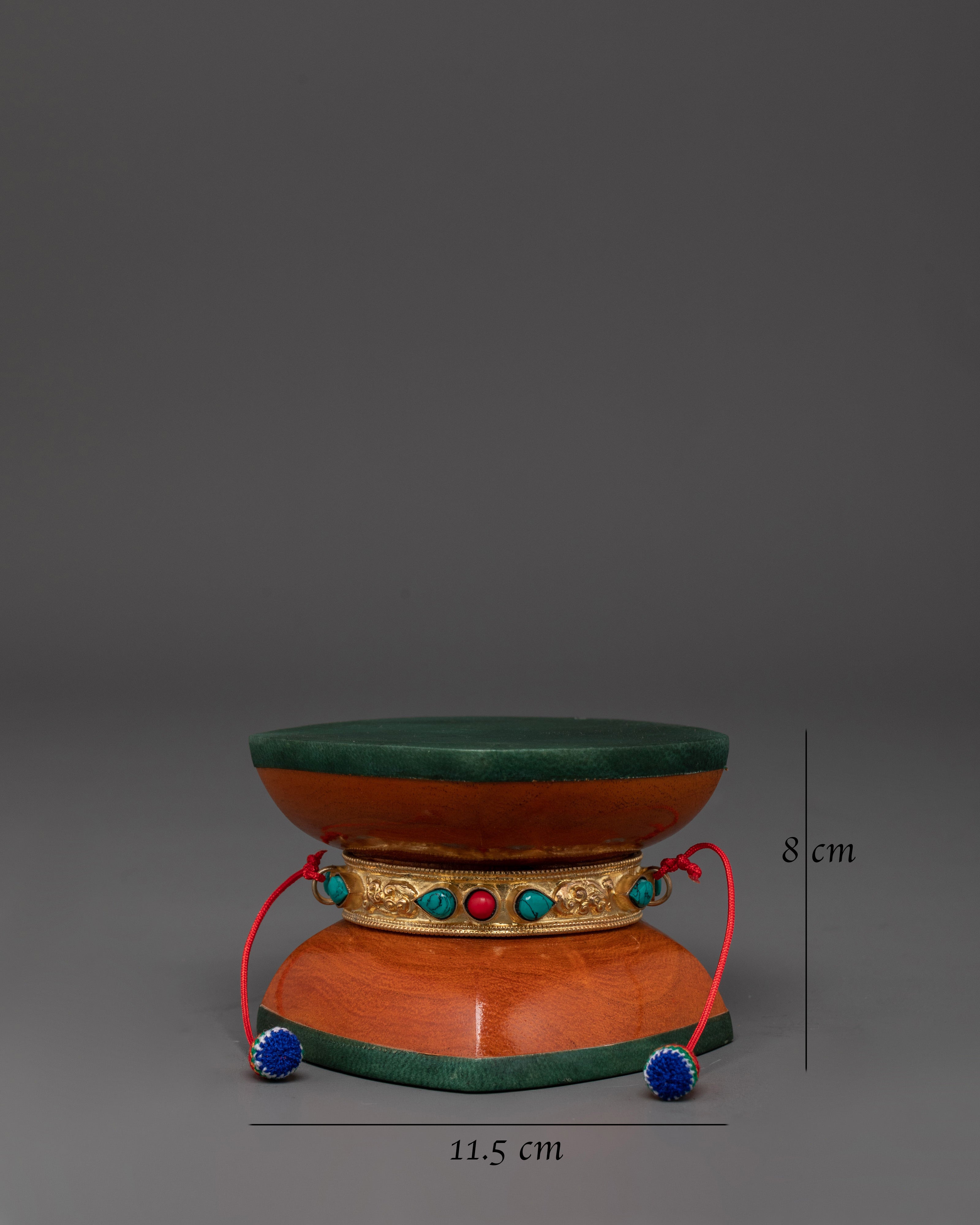 Tibetan Drum with Gold-Plated Copper | Tibetan Instrument for Sacred Rituals