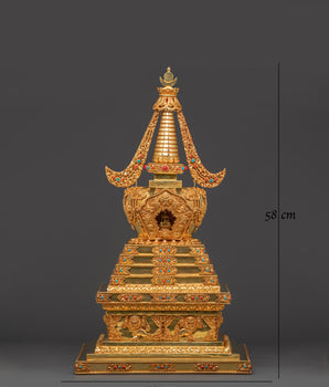 Turquoise Coral Stupa for Tibetan Altar & Meditation