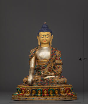 Shakyamuni Buddha Handcrafted Statue | Gold-Plated Tibetan Sacred Art