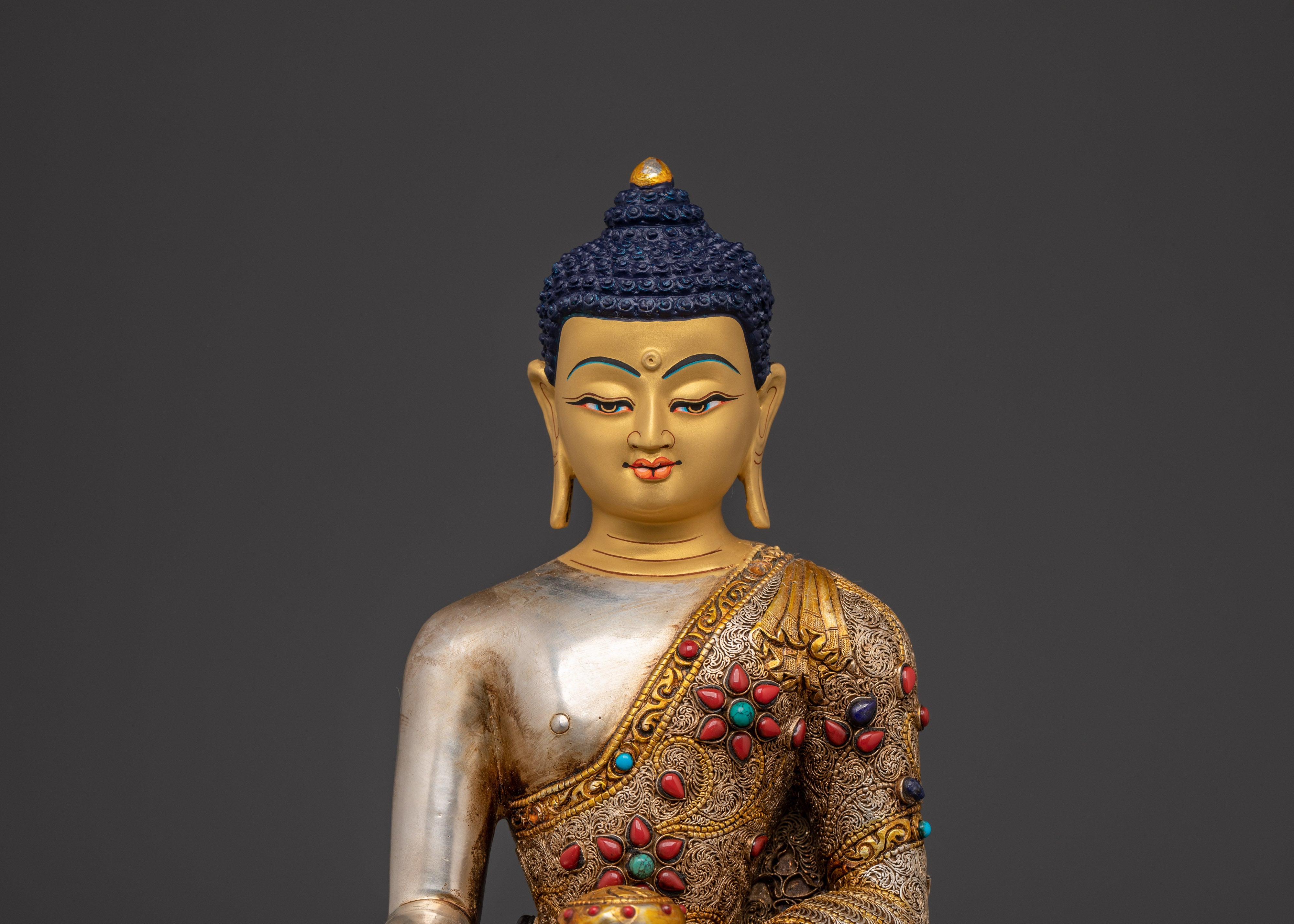 Peaceful Shakyamuni Buddha Sacred Figurine | Gautama Buddha Himalayan Artwork