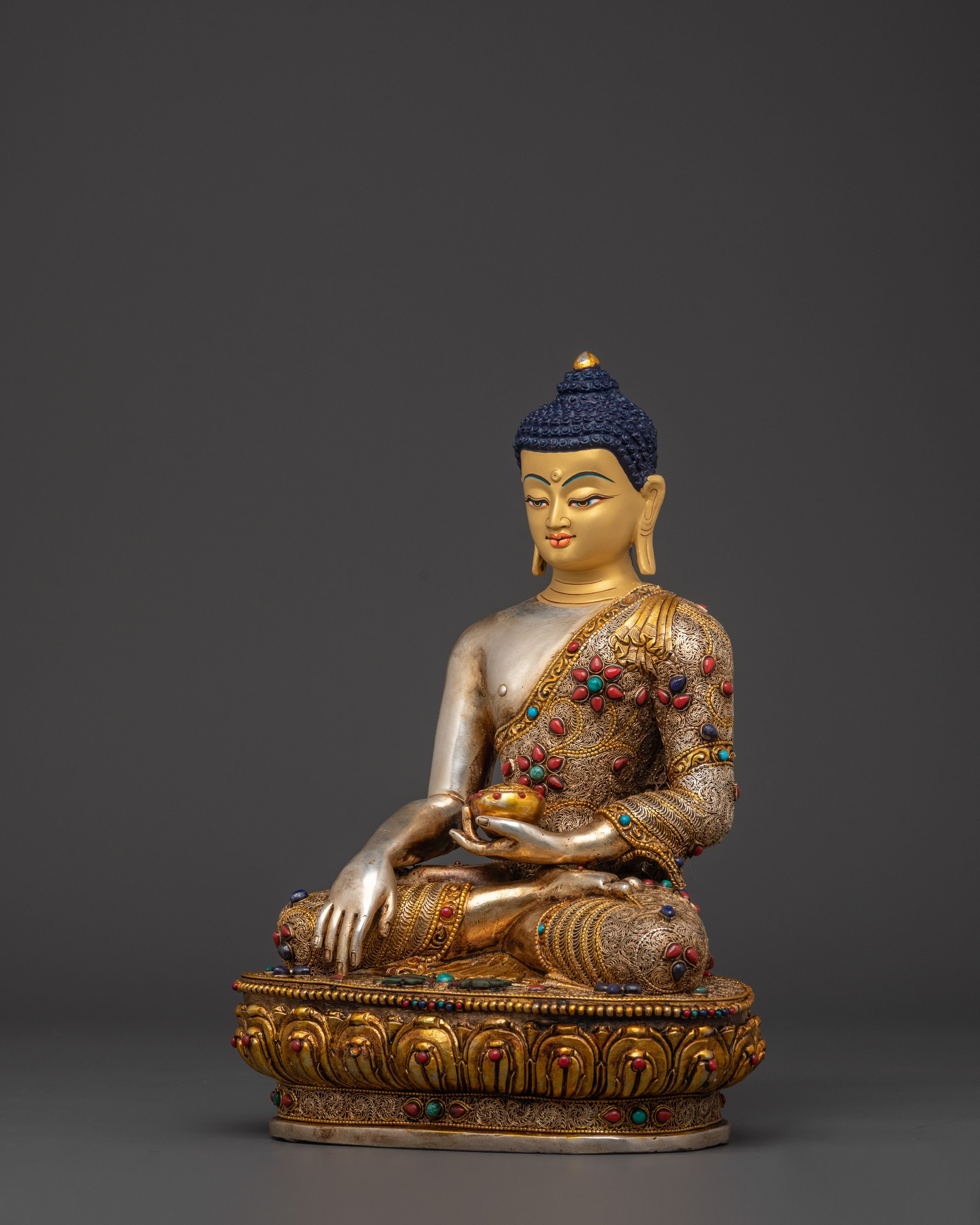 Peaceful Shakyamuni Buddha Sacred Figurine | Gautama Buddha Himalayan Artwork