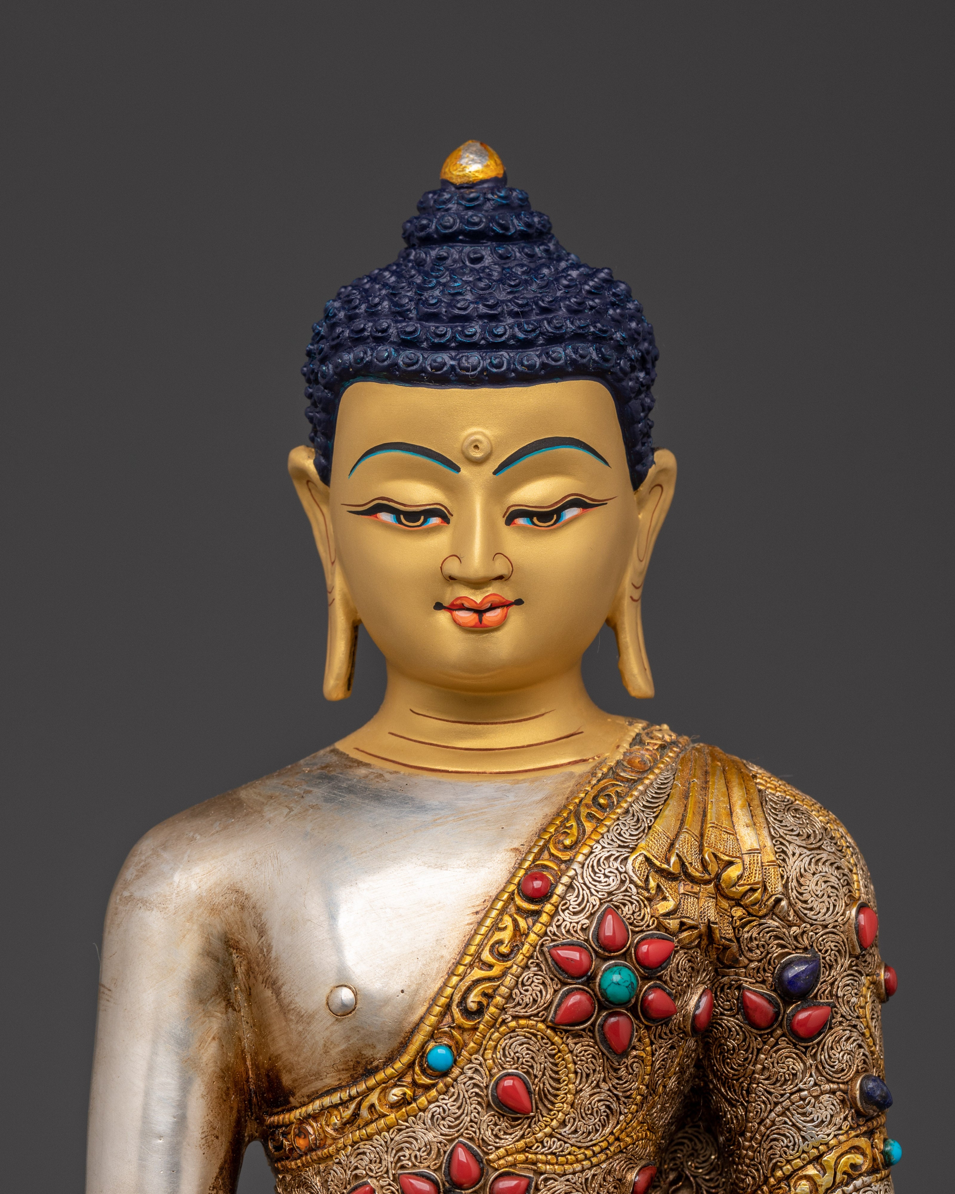 Peaceful Shakyamuni Buddha Sacred Figurine | Gautama Buddha Himalayan Artwork